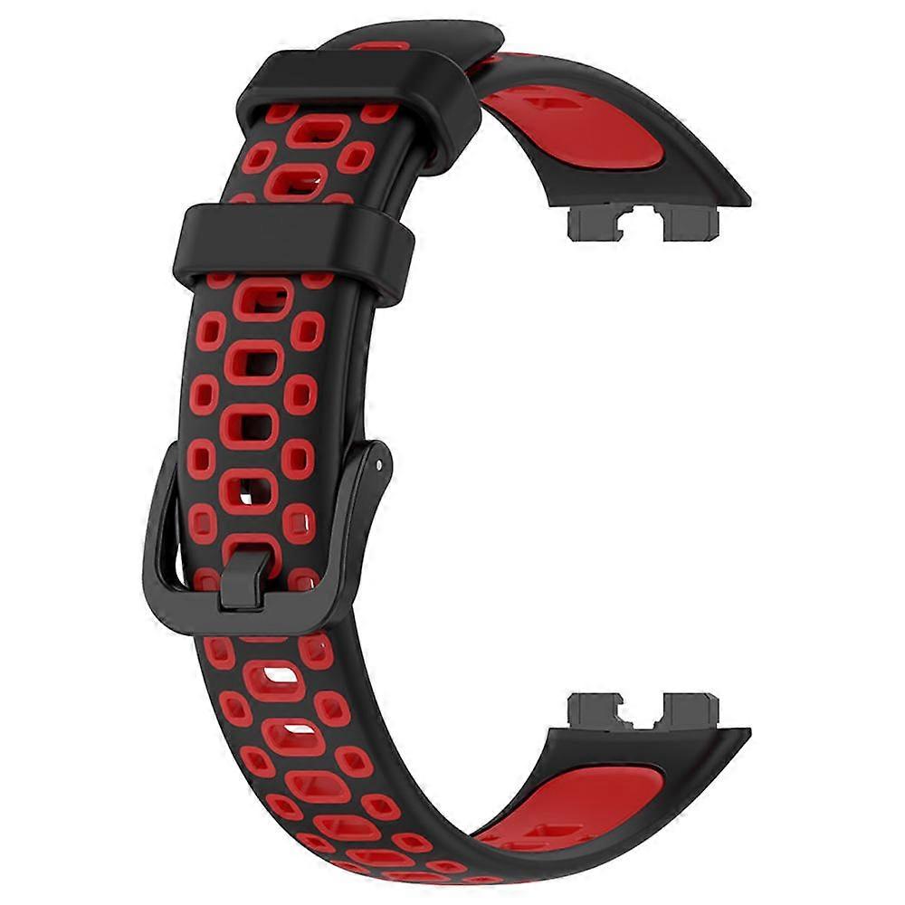 Watch Strap Watch band for HUAWEI Band 10 9 8 Universal Dual Color Replacement Strap (Black Red)
