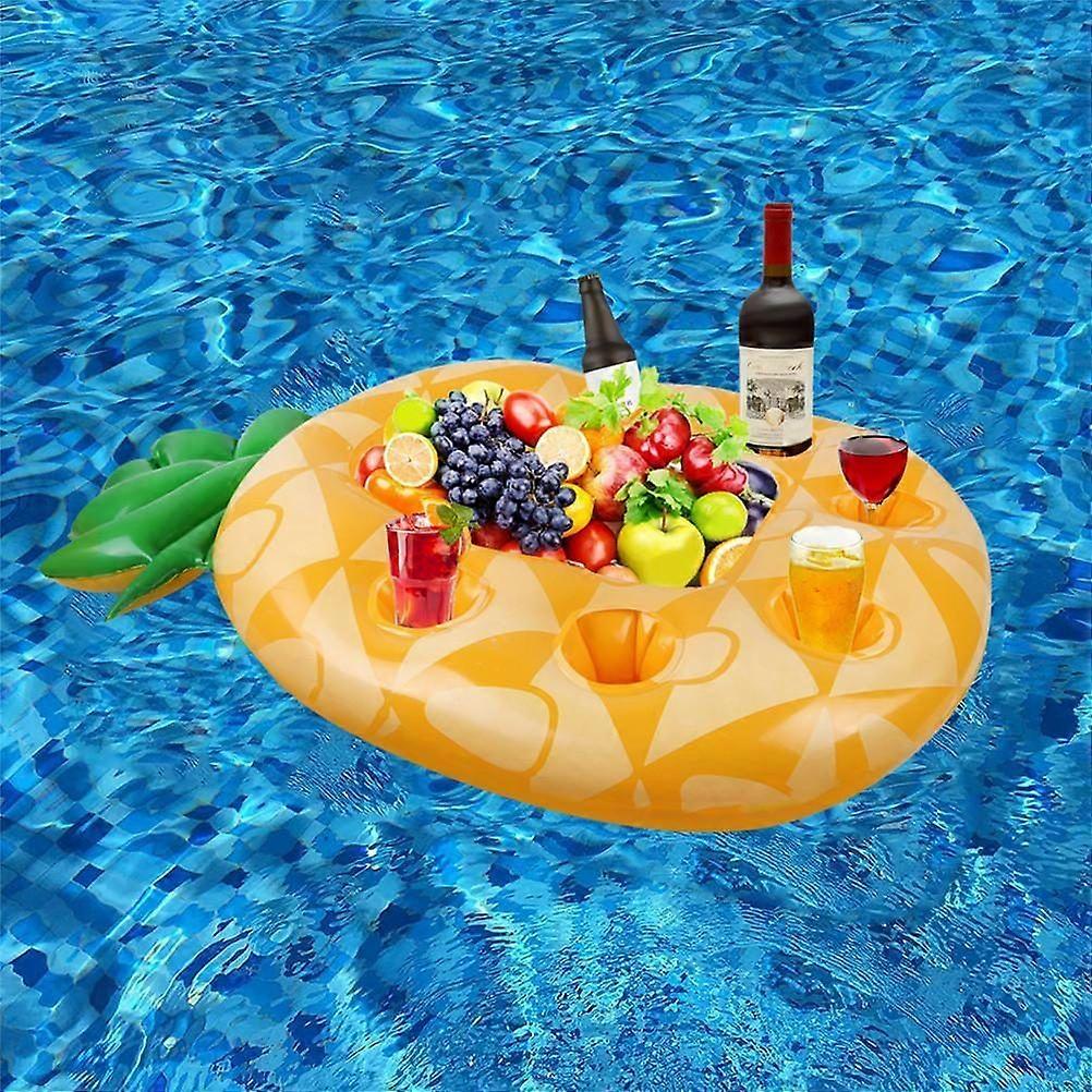 Cartoon Avocado & Pineapple PVC Inflatable Floating Drink Holder with Multiple Holes