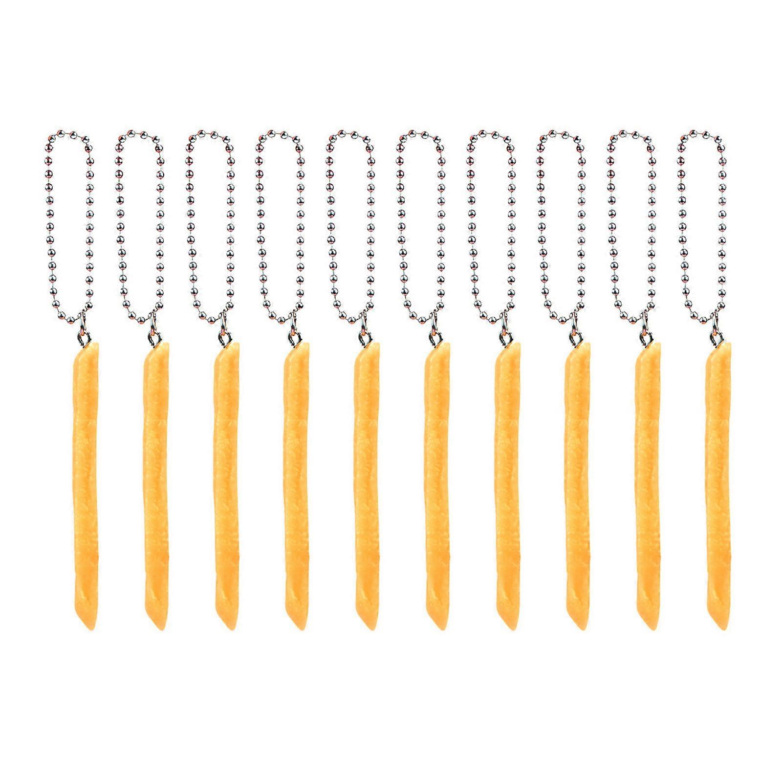 10Pcs Artificial Fries Keychain Bag Charm Realistic PVC Keychain Ornament For Adult Kid Women Men Bag Backpacks Charm