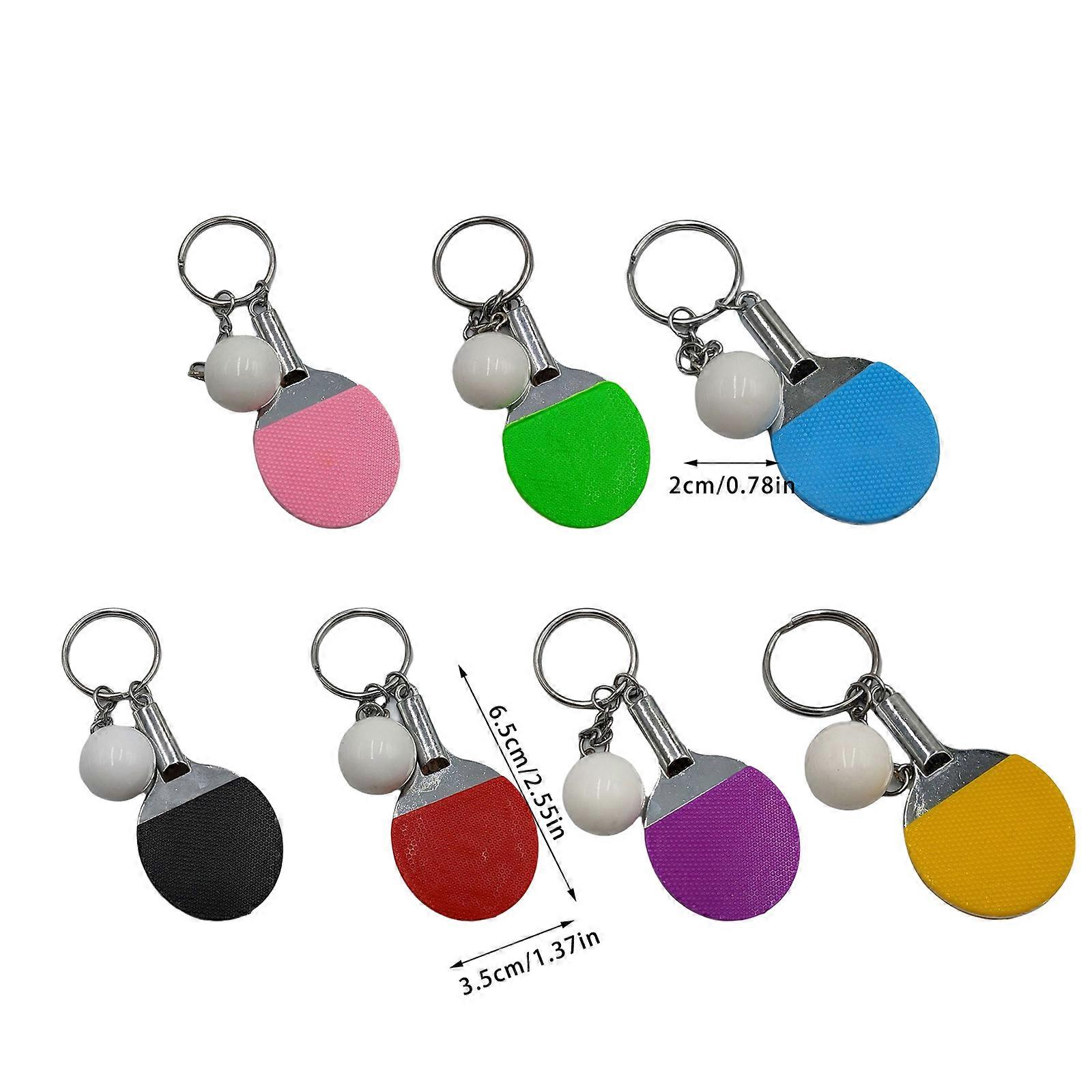 Atyhao Set Di 6 Portachiavi Mini Palla Da Tennis In Plastica E Velluto, 4 Cm, Colori Assortiti