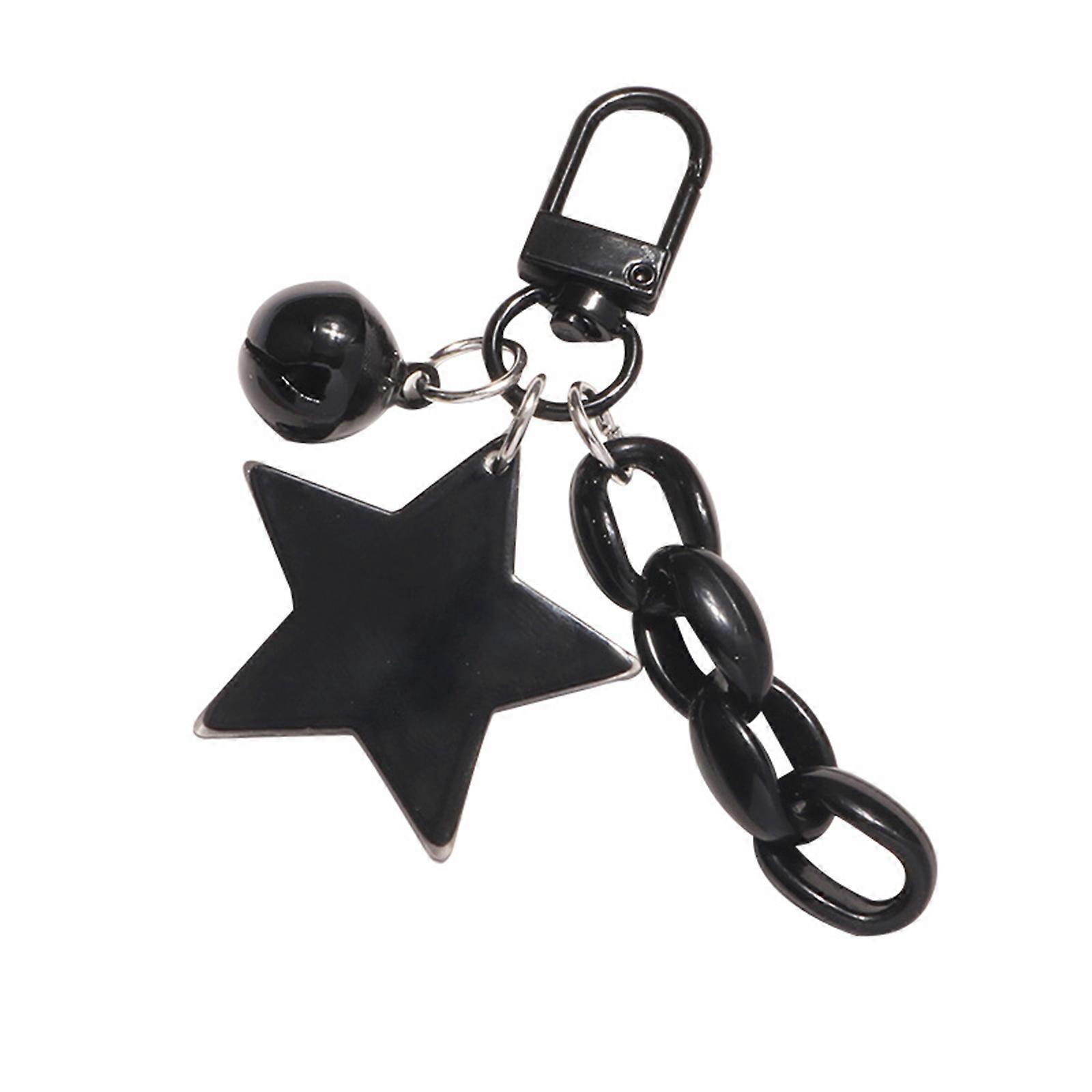 Bling Porte-clés Anneau Mignon En Forme D’étoile Porte-clés Pour Sac À Main Sacs Pendentif Porte-clés Pour Femmes Cloche Charme Porte-Clés Noir