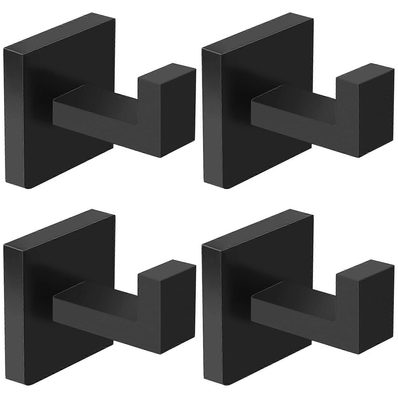 16 Pack Square Matte Black Towel Hooks for Bathroom Wall