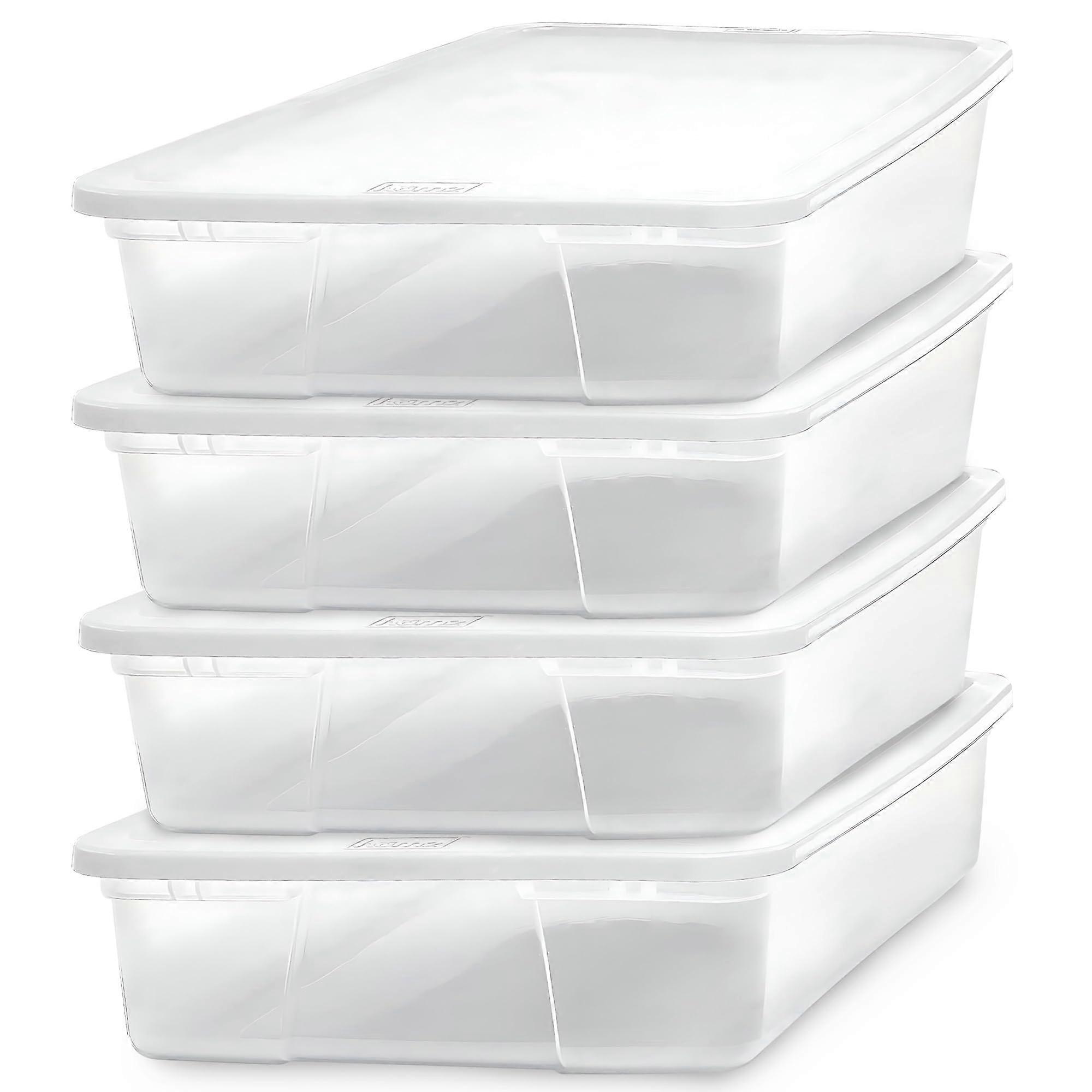 4 Pack Small Clear Plastic Storage B for Storage 28 Quart