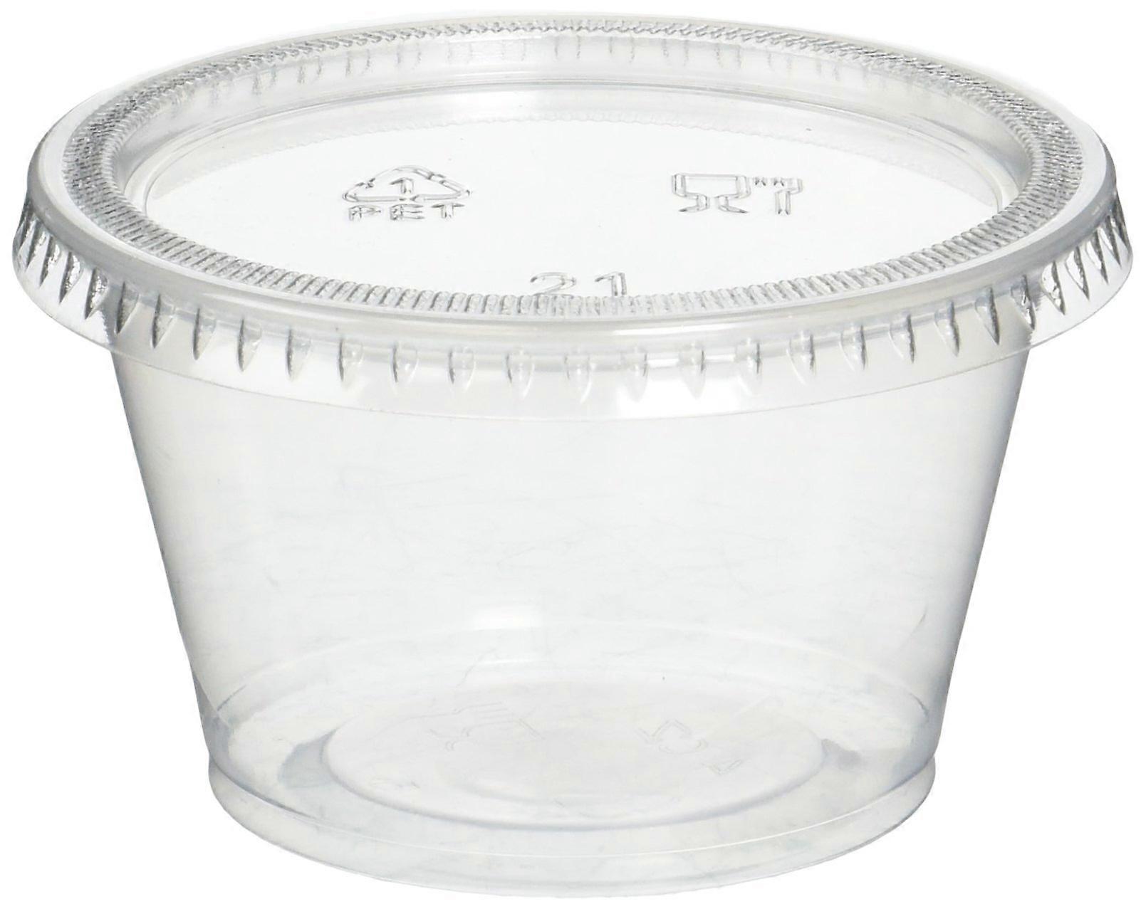 Plastic Disposable Portion Cups 4-Ounce Souffle Cups with Lids, Clear Plastic, 100-Pack for Food Sampling and Sauces