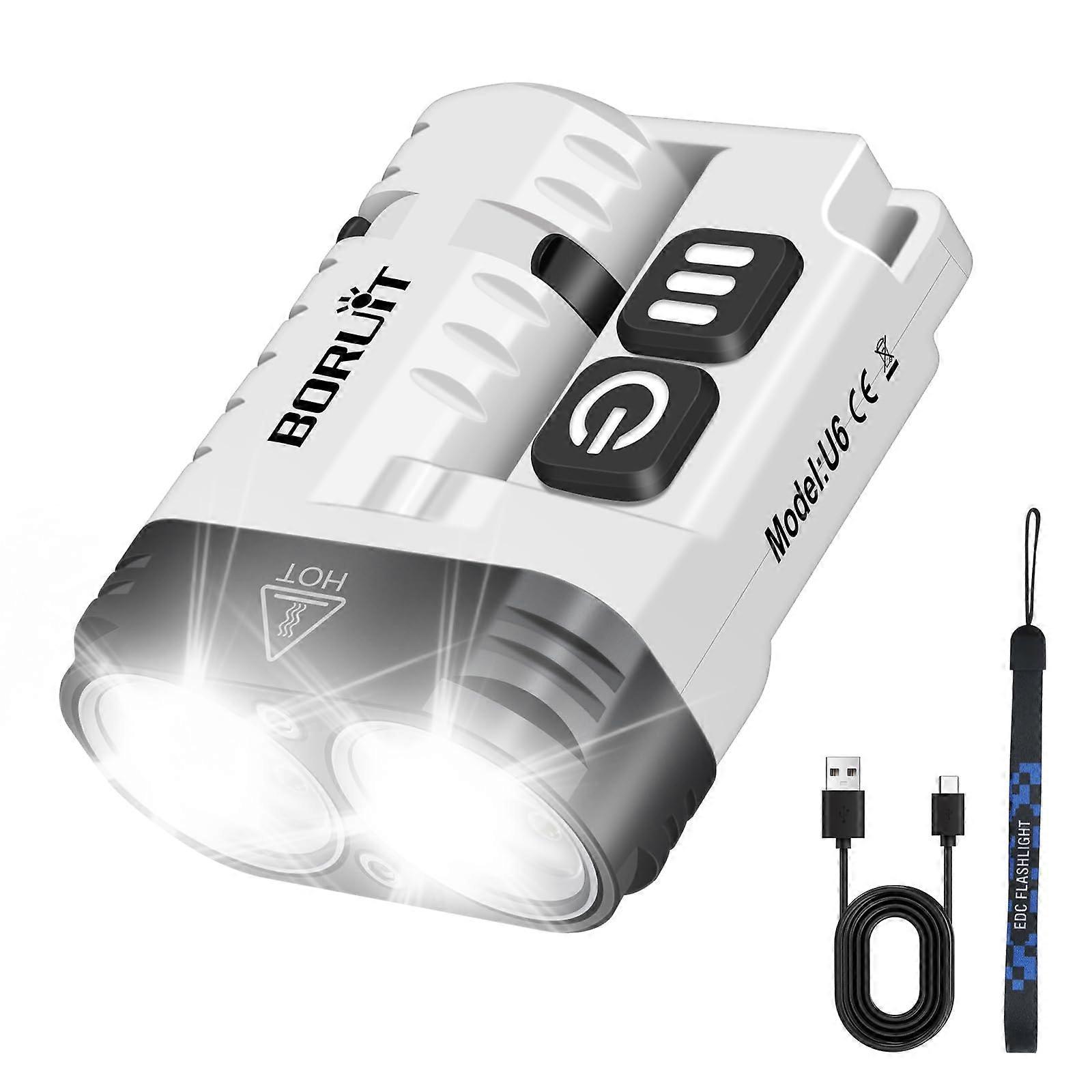 U6 LED Small Powerful Flat EDC Flashlight with Clip,Super Bright 1600 Lumen USB A/C-C Rechargeable
