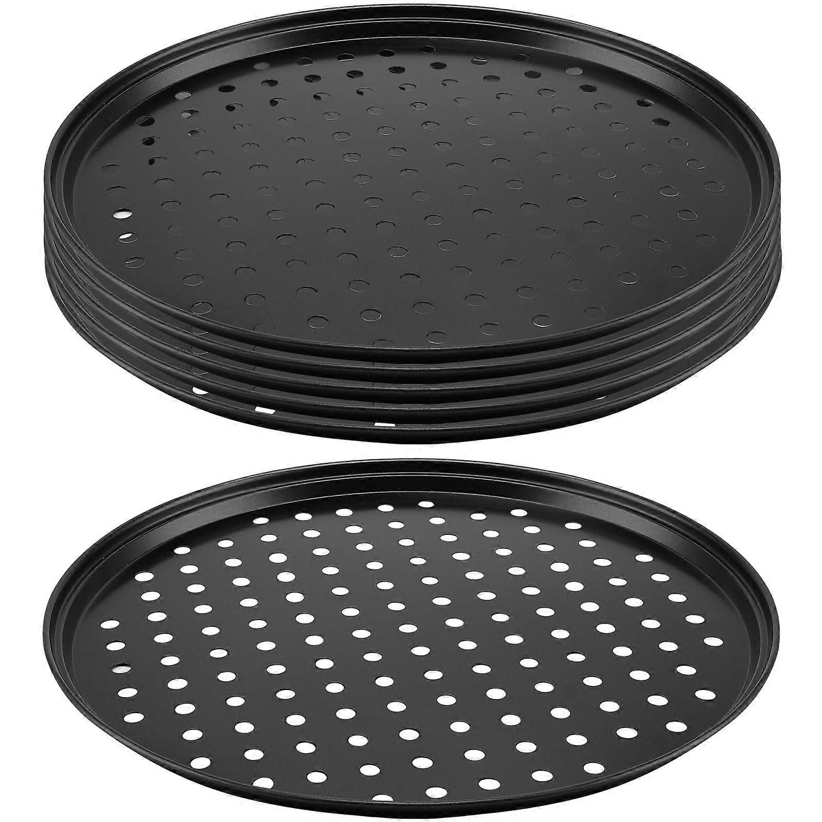 6 Pack Black Perforated Nonstick Pizza Pan 12.5 Inch 32cm for Baking and Cooking in Kitchen