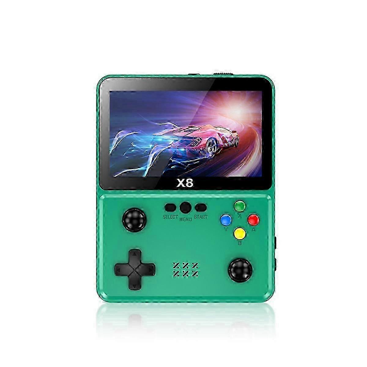 X8 Retro Game Console 4 polegadas Ips Screen Handheld Game Player 10 Simuladores Console de videogame para Sfc Green