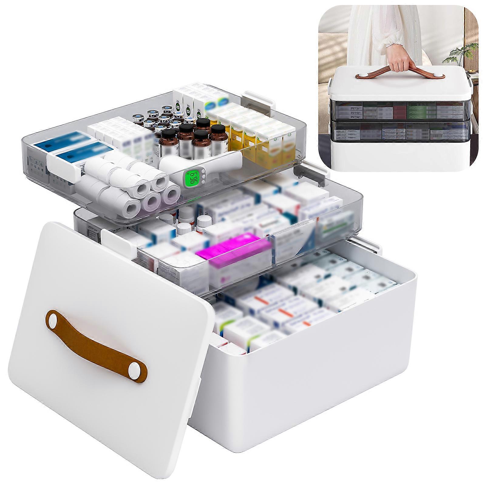 Multi-Layer Medicine Storage Box See Through Empty First Aid Kit Suitable for School Kindergarten