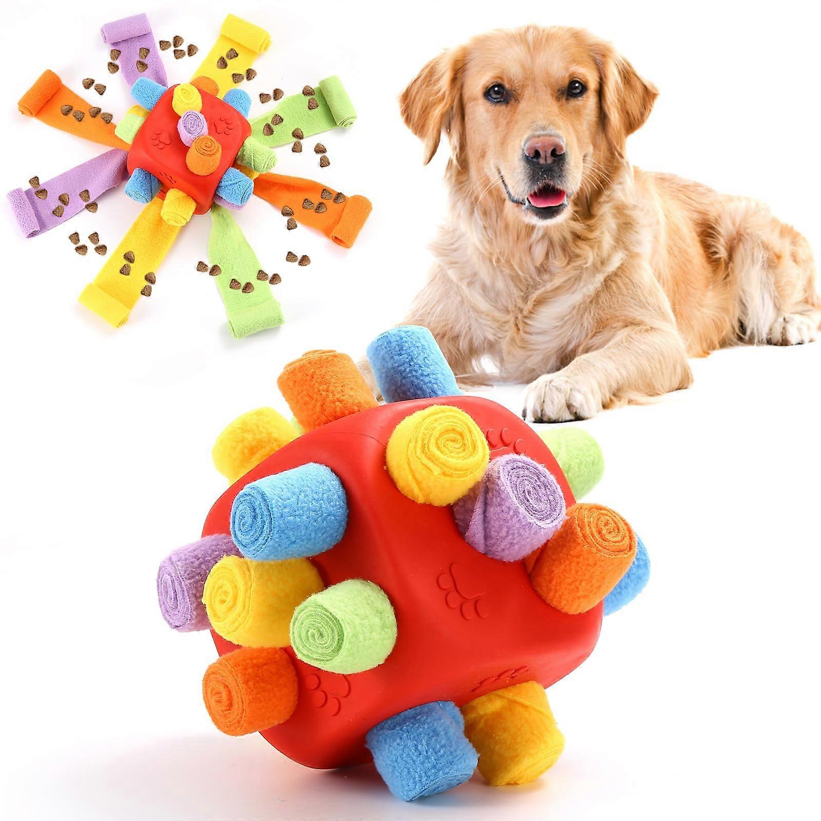 Interactive Snuffle Ball for Dogs, Chewing Enrichment Puzzle Toy, Slow Feeder Dispenser, Durable Fabric, Small to Large Breeds