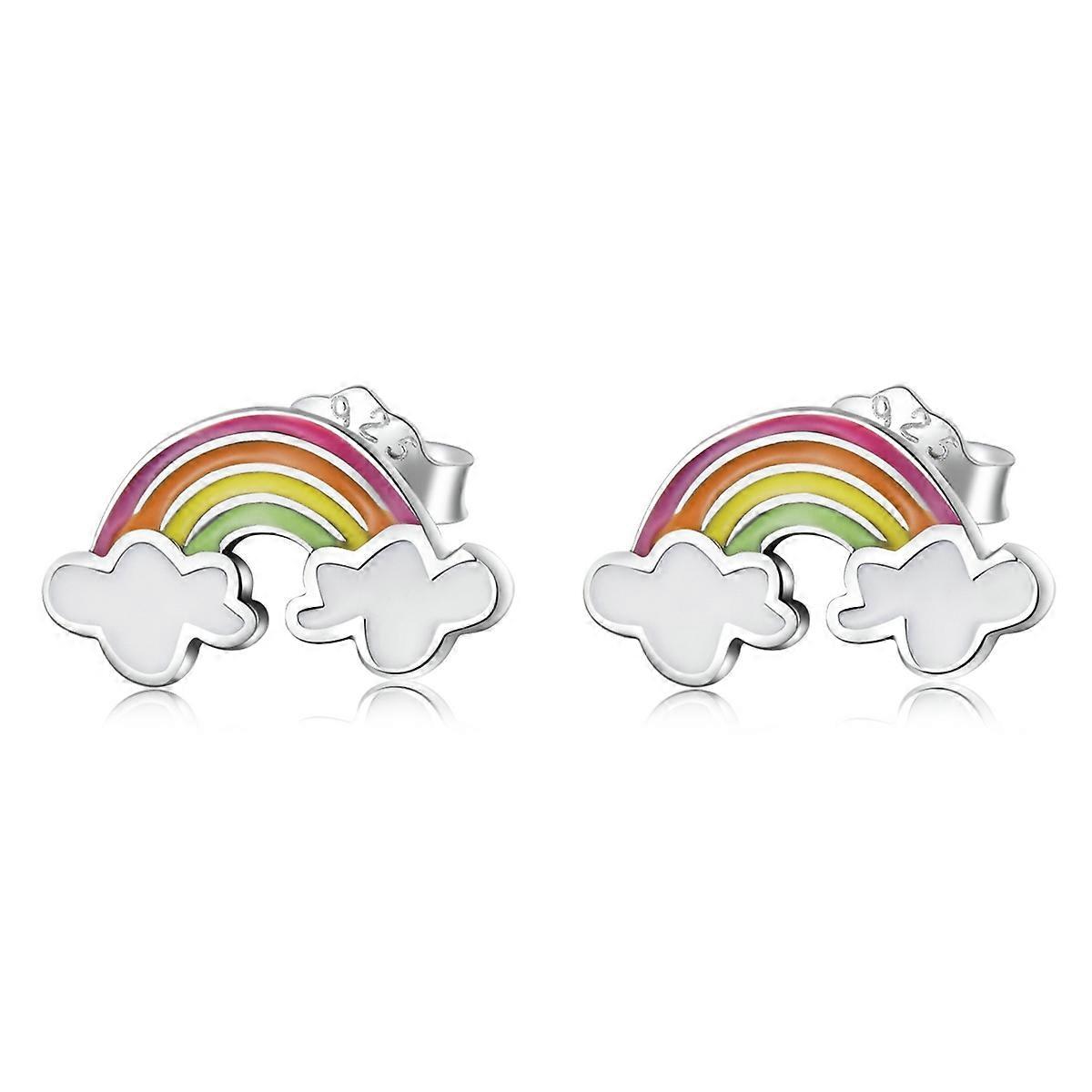 S925 Sterling Silver Rainbow Cloud Ear Stud Women Earrings