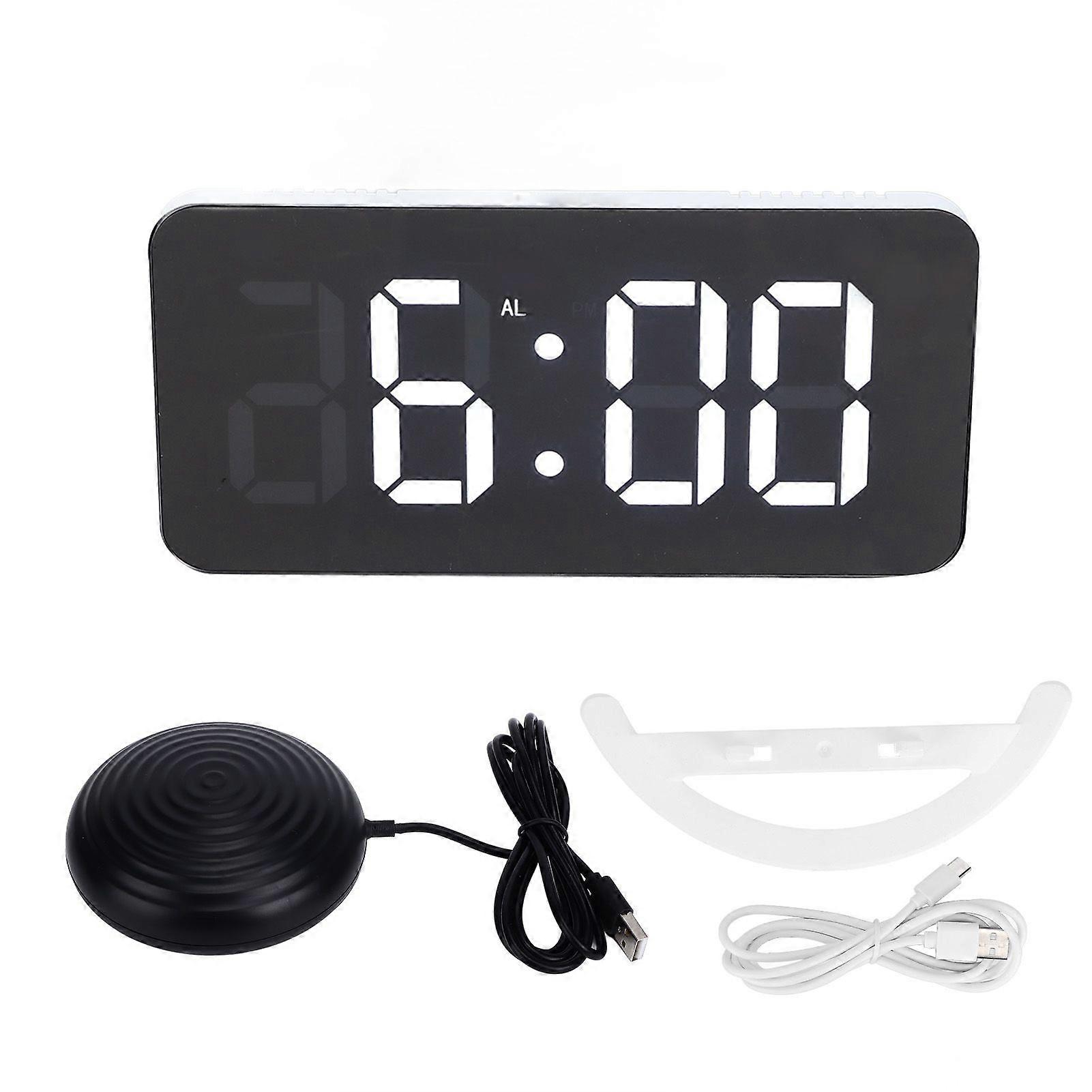 SQCLV LED Digital Alarm Clock USB Charging Mirror Clock with 4 Function Keys and 2 Time Mode Options