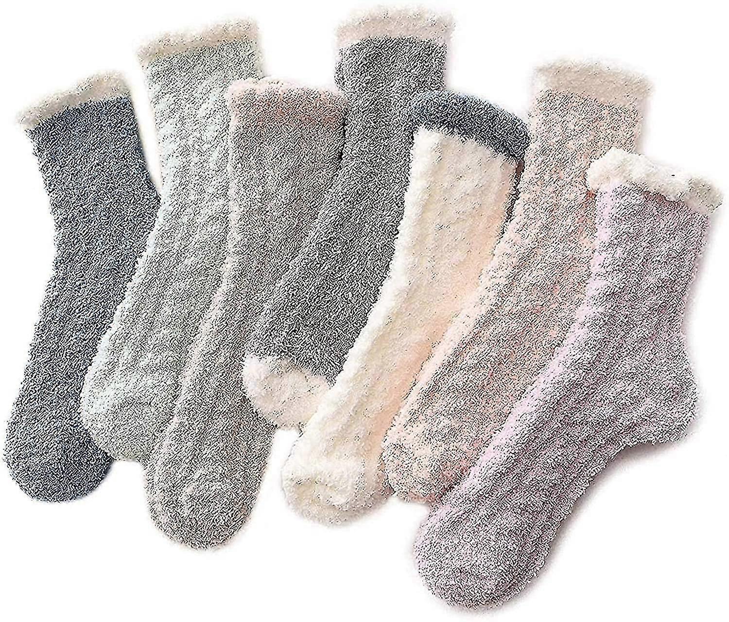 7 Pairs Fuzzy Socks For Women Soft Warm Slipper Socks