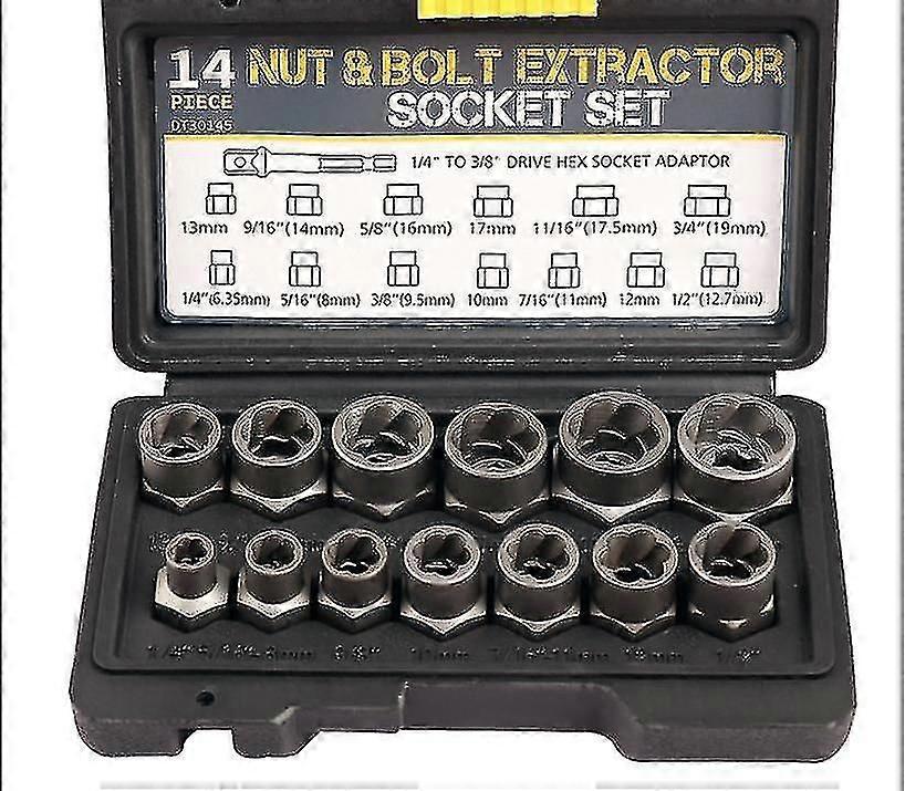 Nut Extractor Anti-thread Sleeve Sliding Tooth Bba Anti-theft Screw Broken Nut Removal Tool (14pcs, Silver)