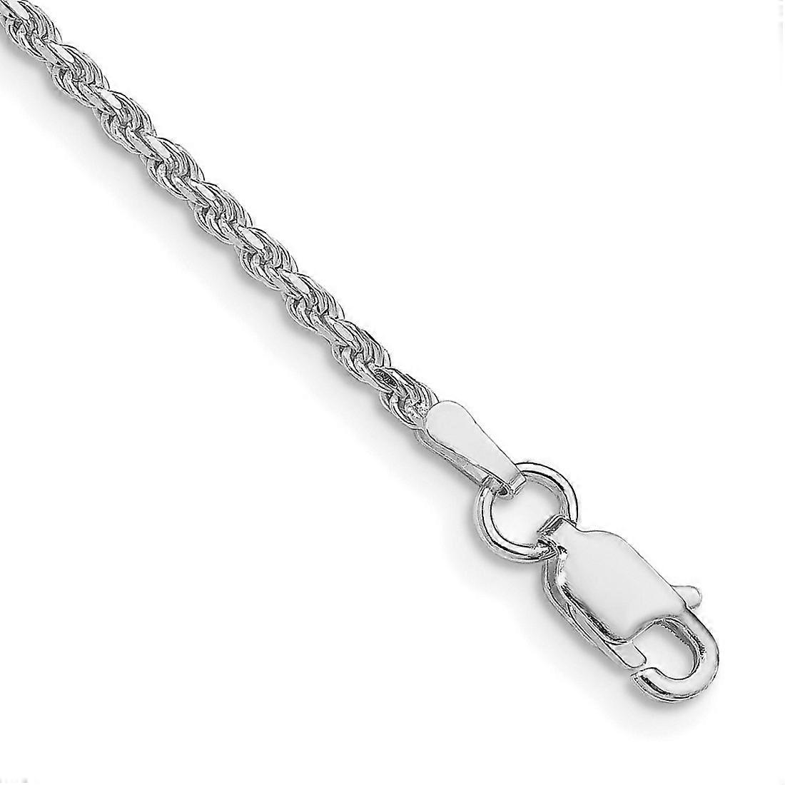 925 Sterling Silver Rhodium Plated 1.85mm Sparkle Cut Rope Chain Bracelet Anklet-Anklet for Women and Men - Length: 7 to