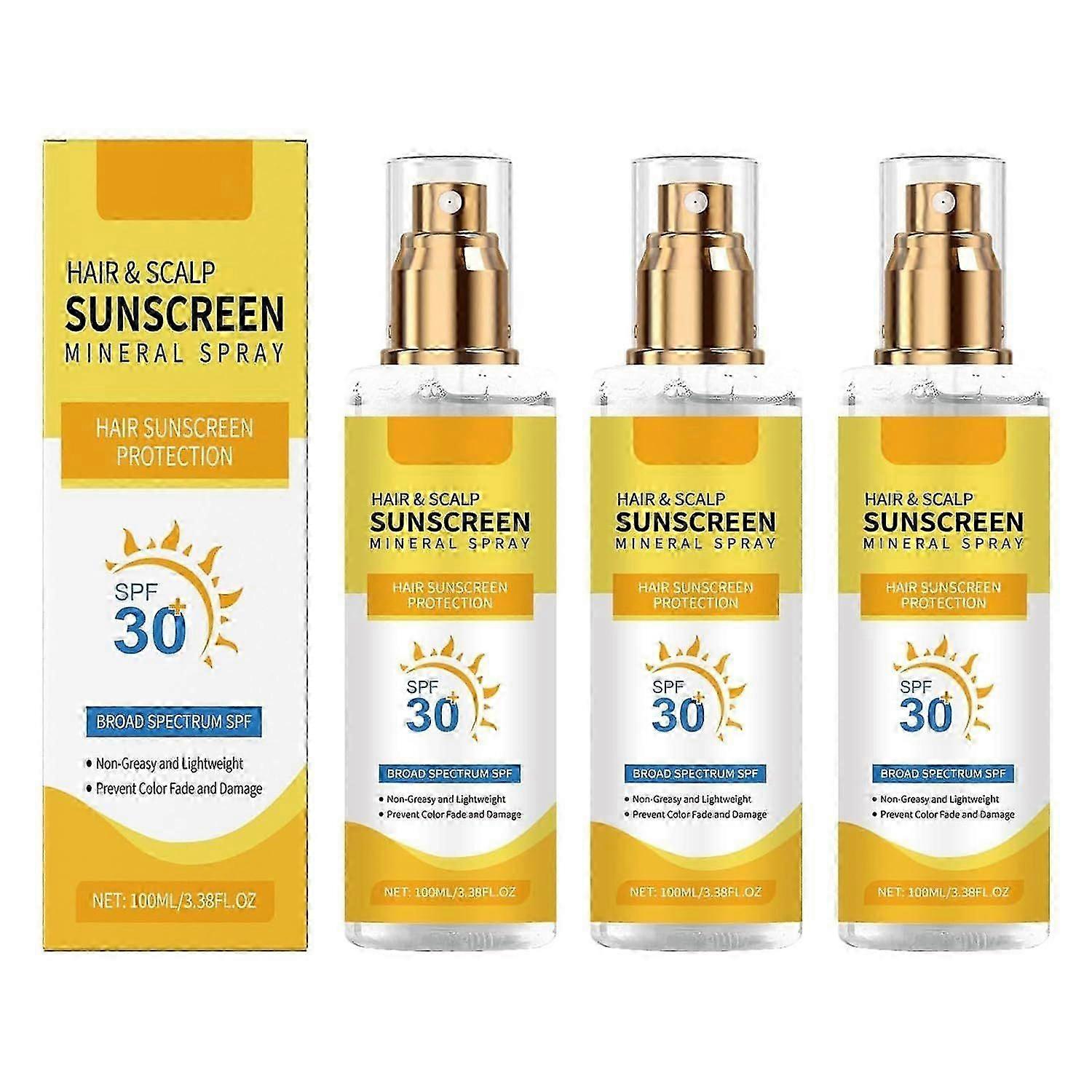 Hair Scalp Sunscreen Mineral Spray SPF 30, Non-Greasy UV Protection for Hair and Scalp, Prevents Color Fade and Dryness