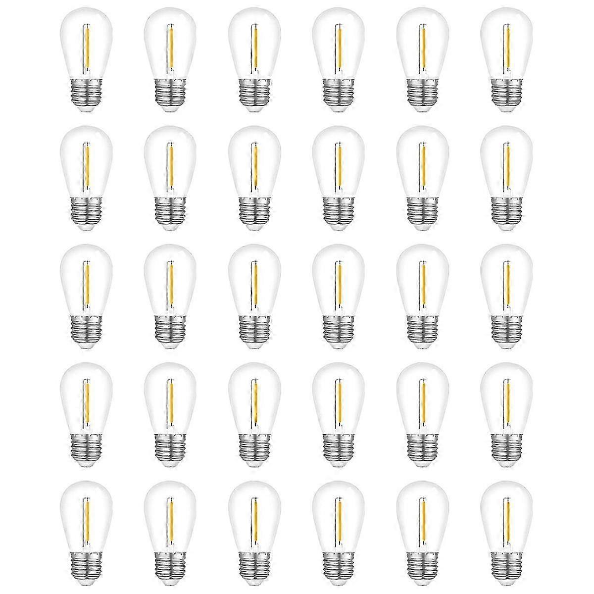 30-Pack Outdoor String Light Bulbs, Waterproof S14 Replacement Bulb, E26 Base Warm White