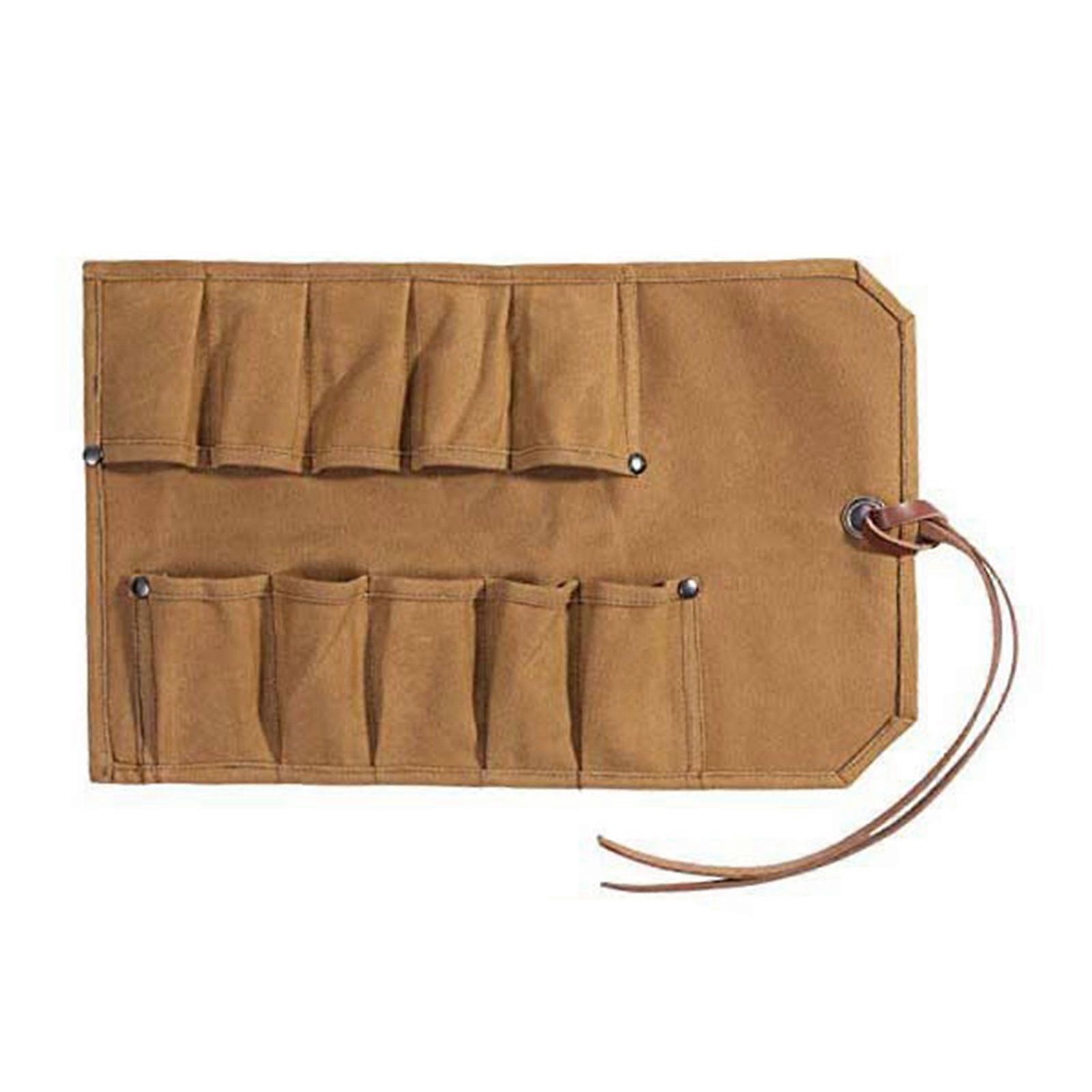 Tool Bag Heavy Duty Waxed Canvas Wrench Roll Up Pouch Multipurpose Tool Organize Bag Workshop Storage Woodworking Tool