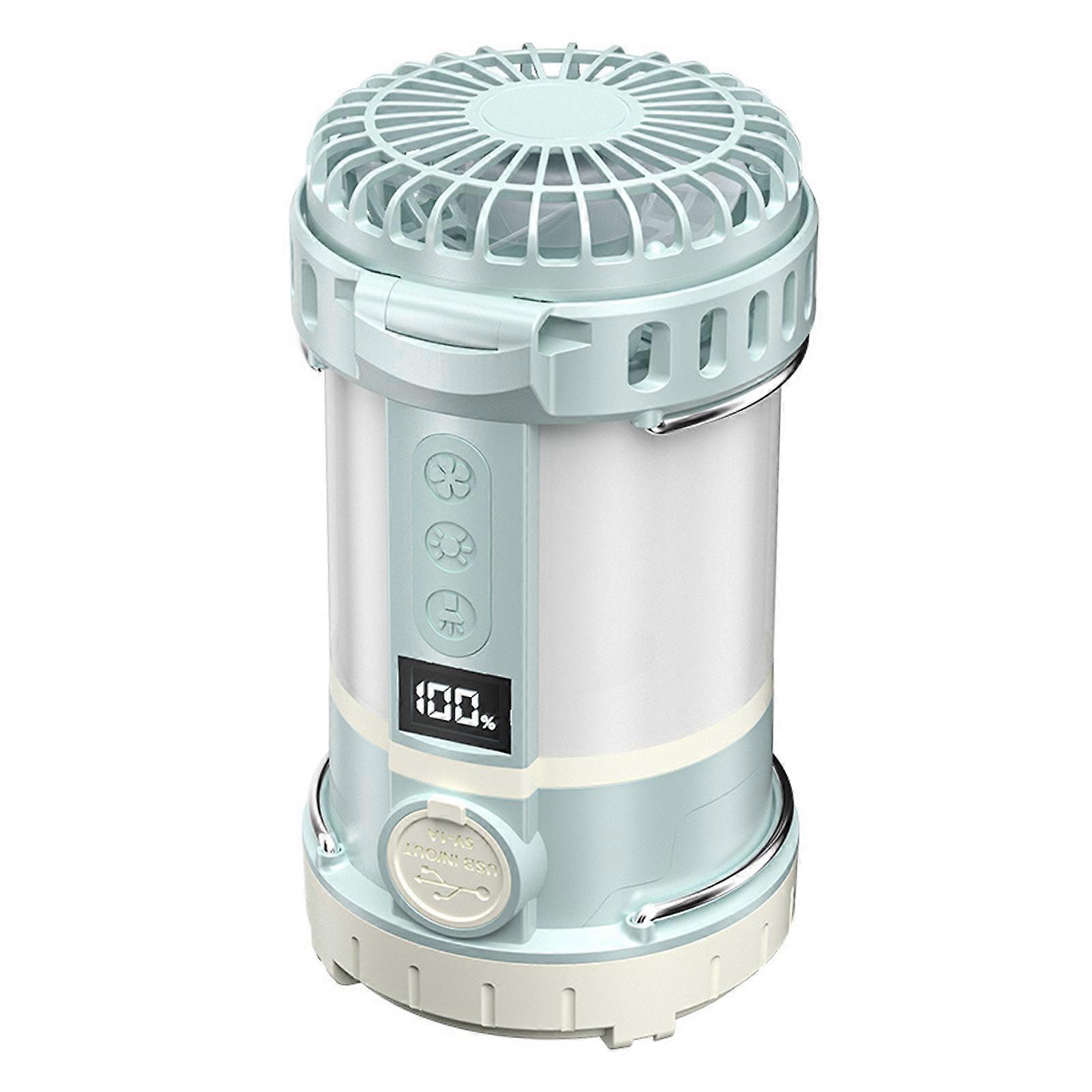 فانوس التخييم المحمول مع ضوء خيمة موفر للطاقة بمروحة مع قبضة مقبض للتخييم في الهواء الطلق