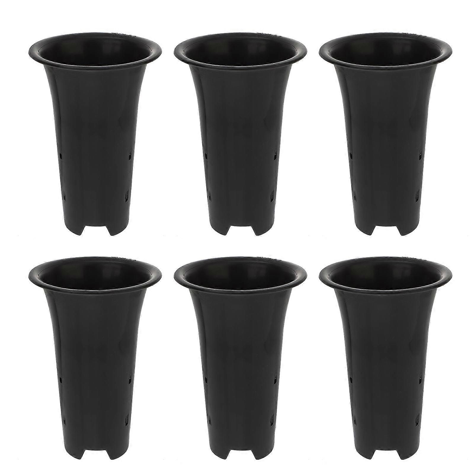 Tall Plastic Flowerpot Planter for Home Gardening PP Material Breathable Design Raised Rim 6Pack