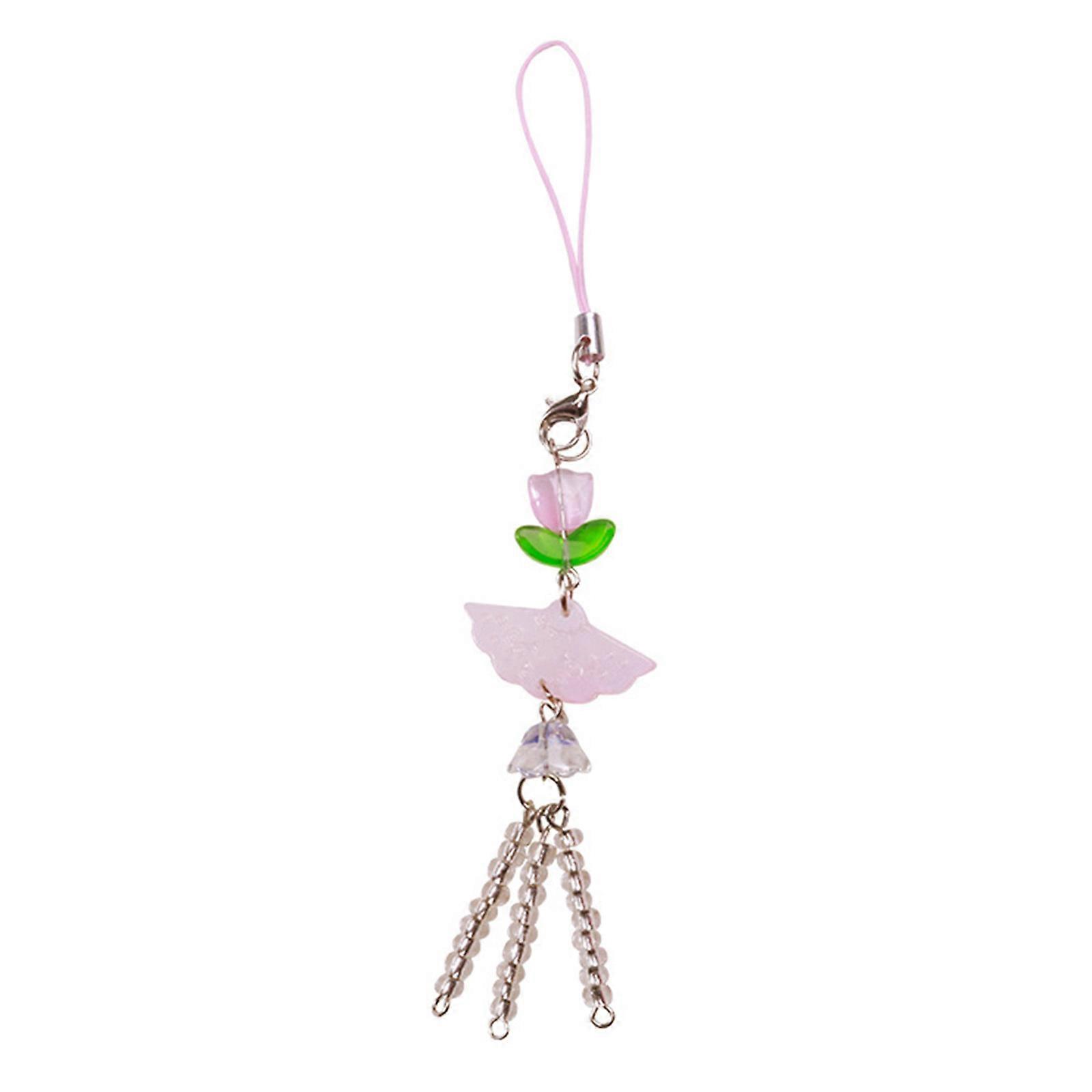Unique Keychain with Beautiful Flower Charm Phone Straps Lanyard Key Chain Charm Accessory for Wallets and Purses