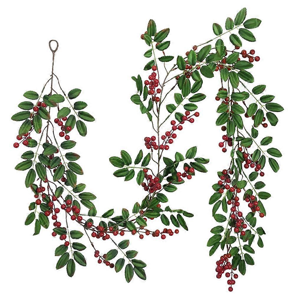 Kleine Beeren Rot Kirsche Rattan Simulation Gefälscht Grün Blätter Rot Frucht Zuckerrohr Blumen Weihnachtsbaum DIY Dekorativ Festlich