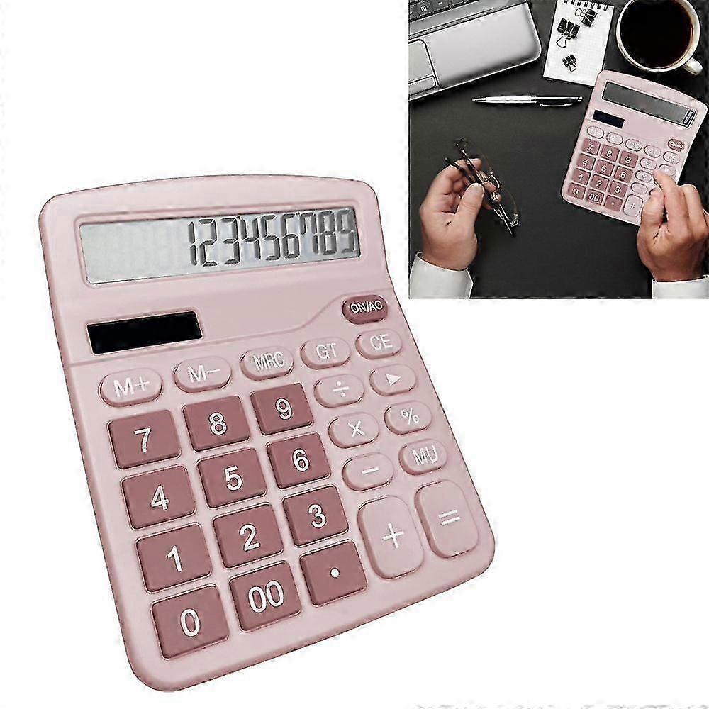 Solar dual power supply large display calculator - pink - 1 piece
