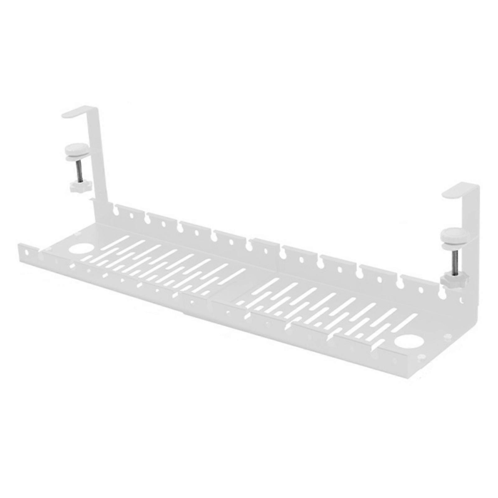 Expandable Under Desk Cord Management Tray Organiser Metal Construction Power Strips Display Shelf Space-saving White