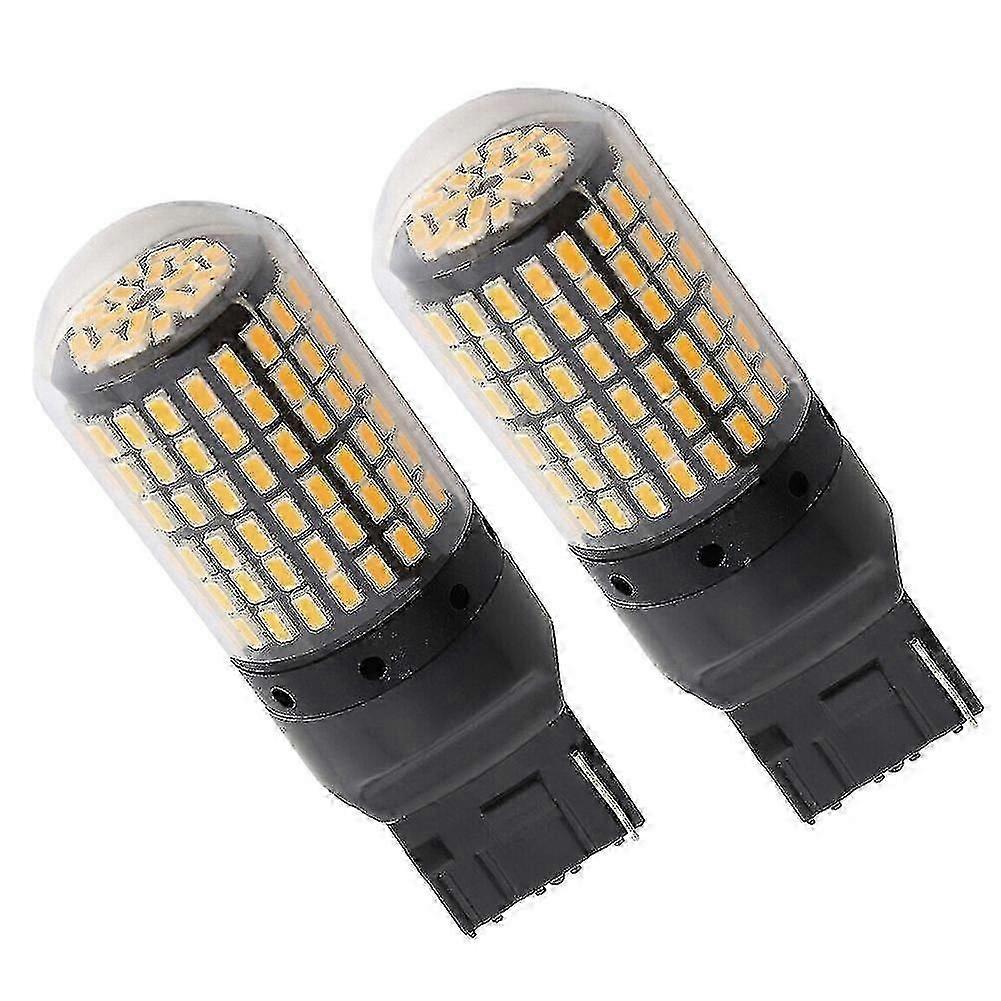 2x 7440 Canbus LED Bulb T20 W21W Error Free Amber 144 SMD for Reverse Tail Turn Signal Lights
