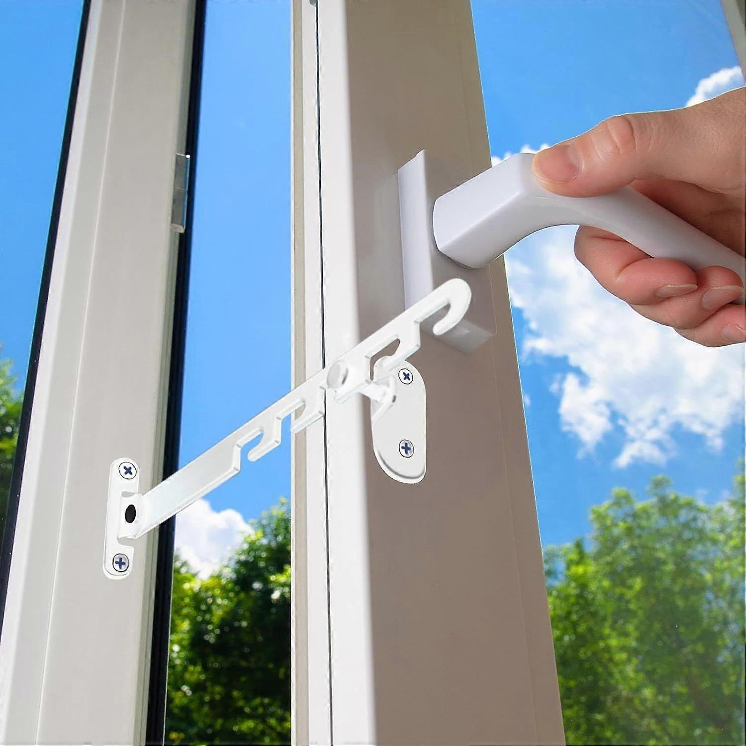 Adjustable Window Restrictor, Baby Window Limiter, No Drilling Window Restrictor, Window Safety Lock for Toddlers and Pets (White)