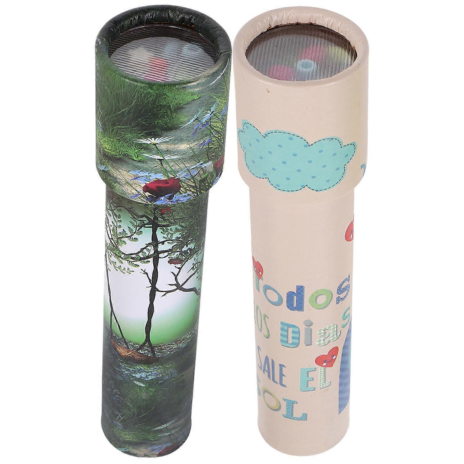 2Pcs Funny Kaleidoscope Rotating Interior Scene Toys Large Size Kaleidoscope Scope present for Kids Children Color( Pattern)