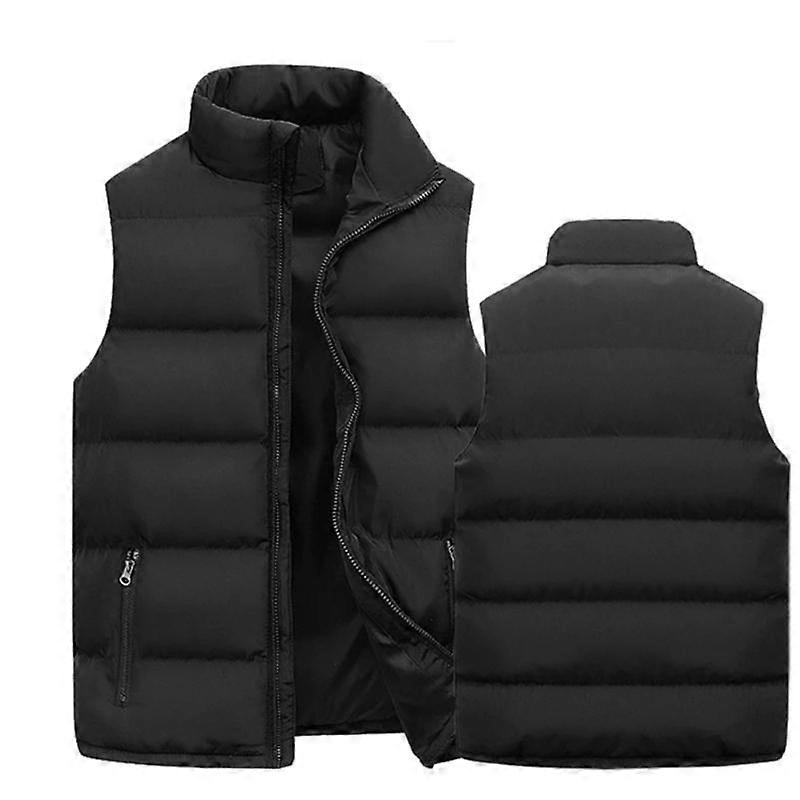 Mens Vest Jacket Warm Sleeveless Jackets Winter Waterproof Zipper Coat Autumn Stand-up Collar Casual Waistcoat Clothing