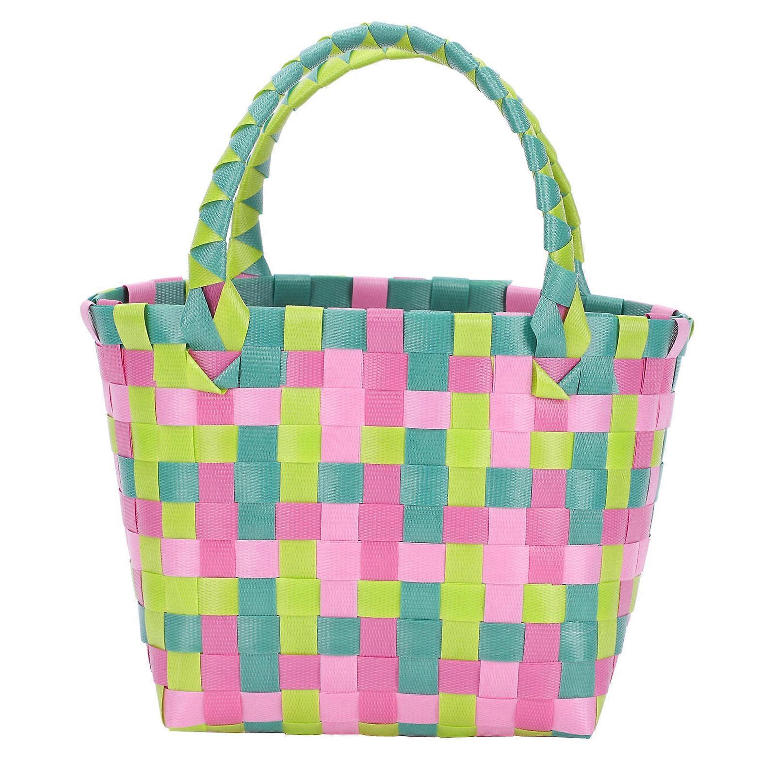 Green Plastic Storage Basket for Home Use Creative Square Shape Lightweight and 1 Piece