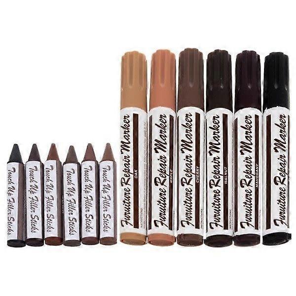 Furniture and panel repair pen - 12-pack multi-colored with sharpener