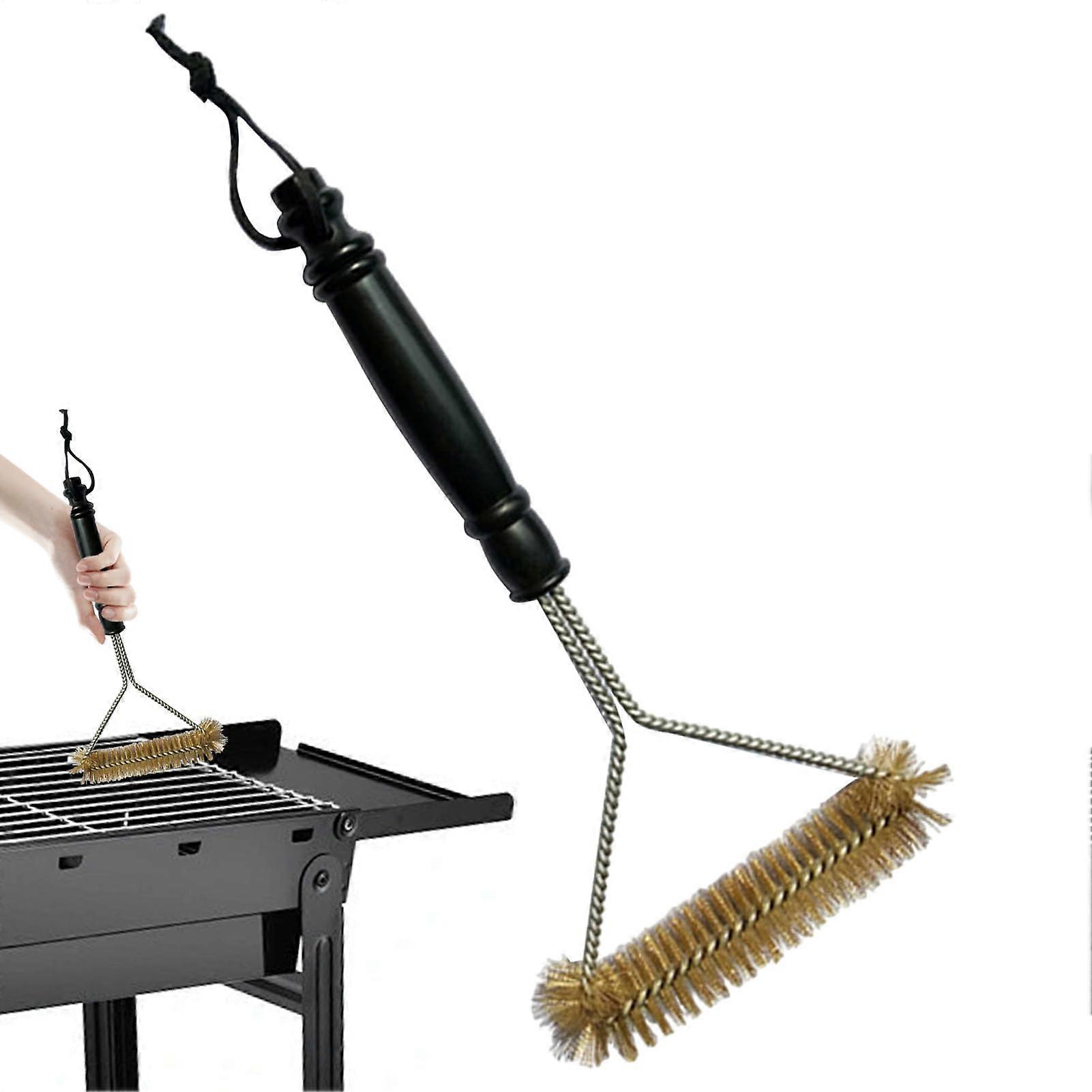 Stainless Steel Grill Wire Brush With Scraper - Grill Cleaning Tool For Charcoal Grills