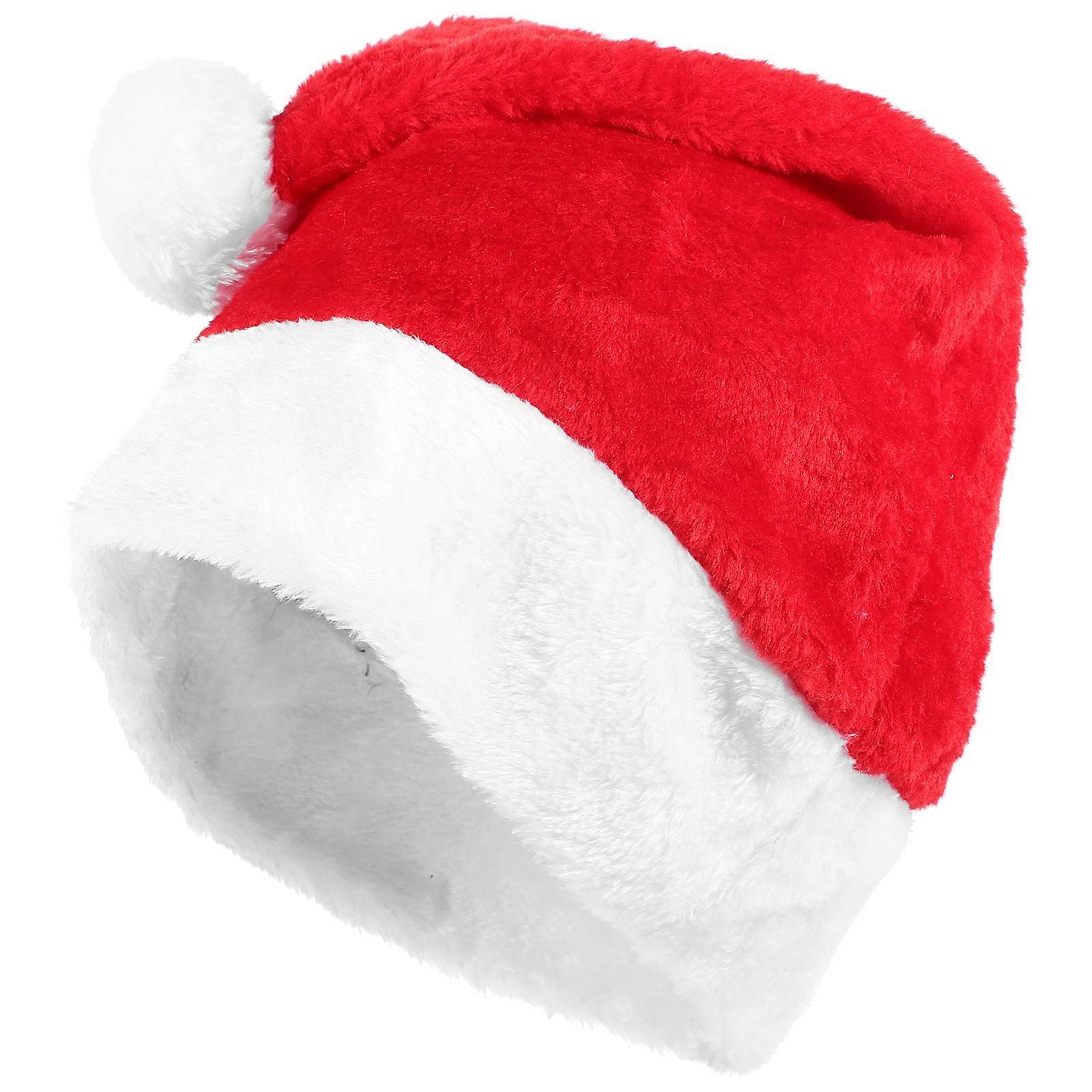 Plush Christmas Santa Hat for Adults – Soft Warm Party Costume Cap Unisex Holiday Accessory for Men Women – Festive Cosplay and Theme Parties