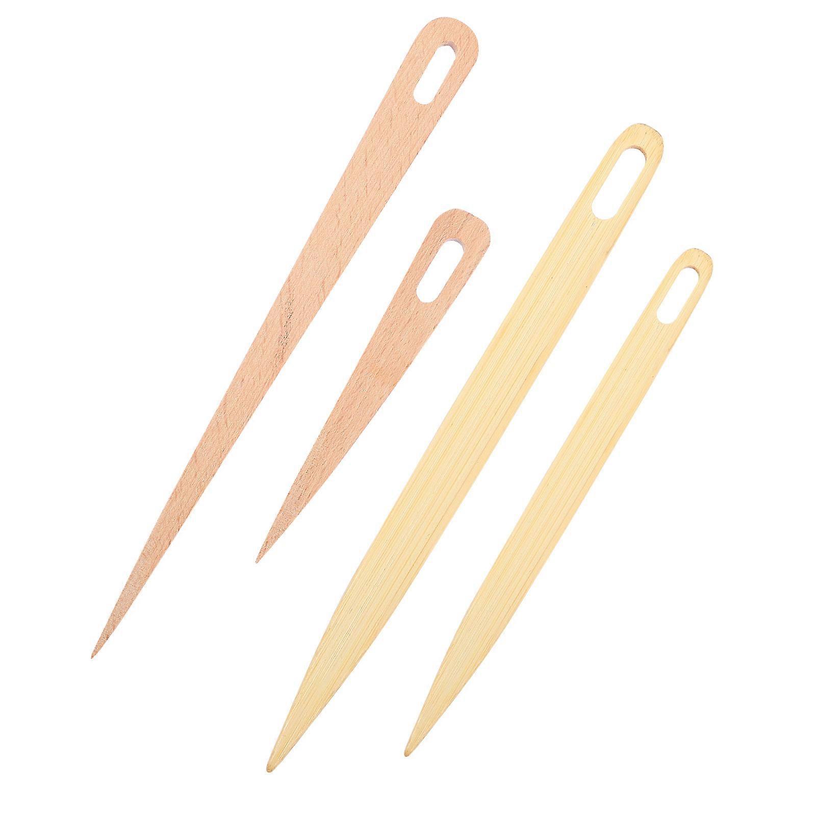 4pcs Natural Beechwood Knitting Needles & Crochet Hooks – Smooth, Ergonomic Design for DIY Crafts, Suitable for Beginners & Professionals