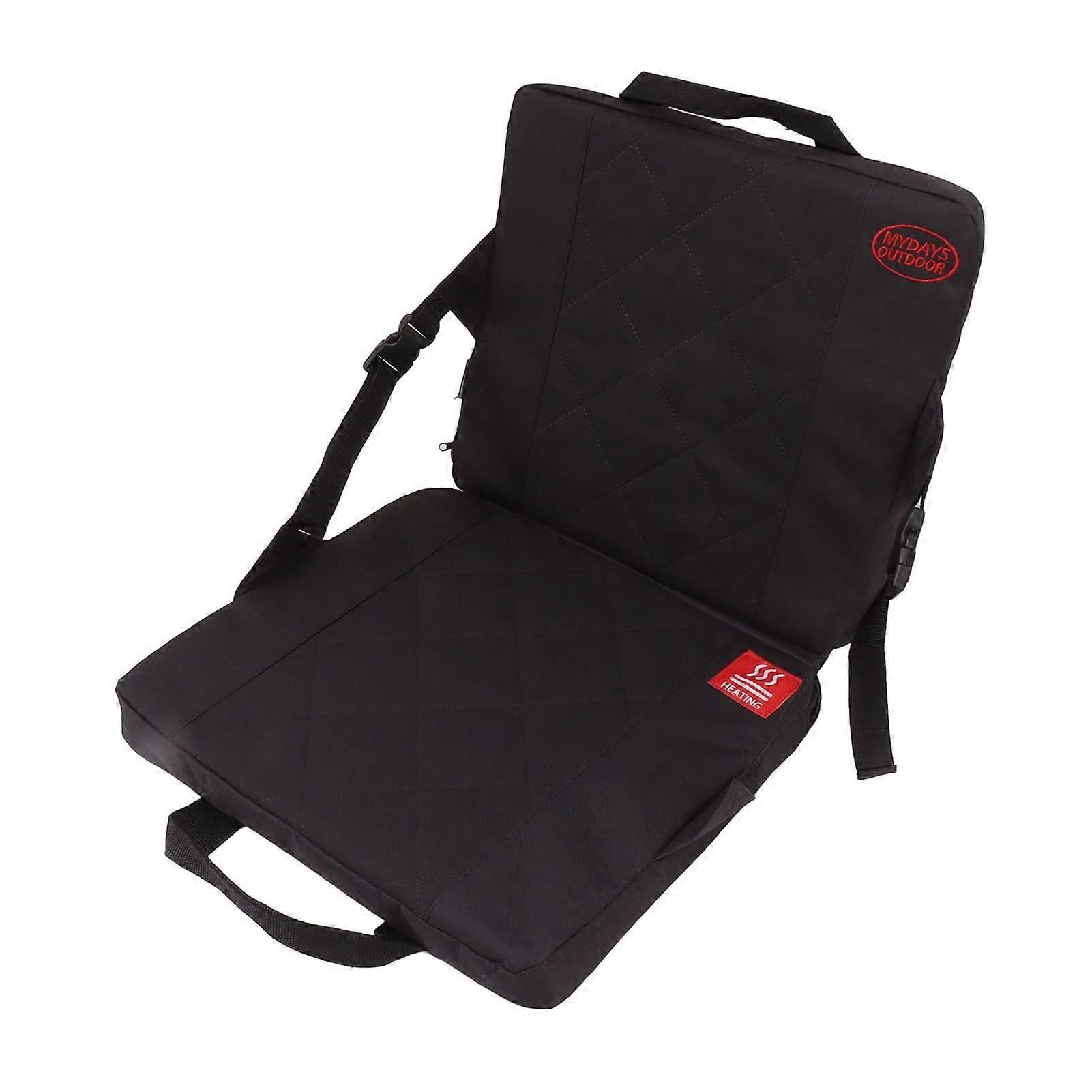 Portable Heated Stadium Cushion for Office and Outdoor Use - Black Heating Pad with Ergonomic Design and Soft Material