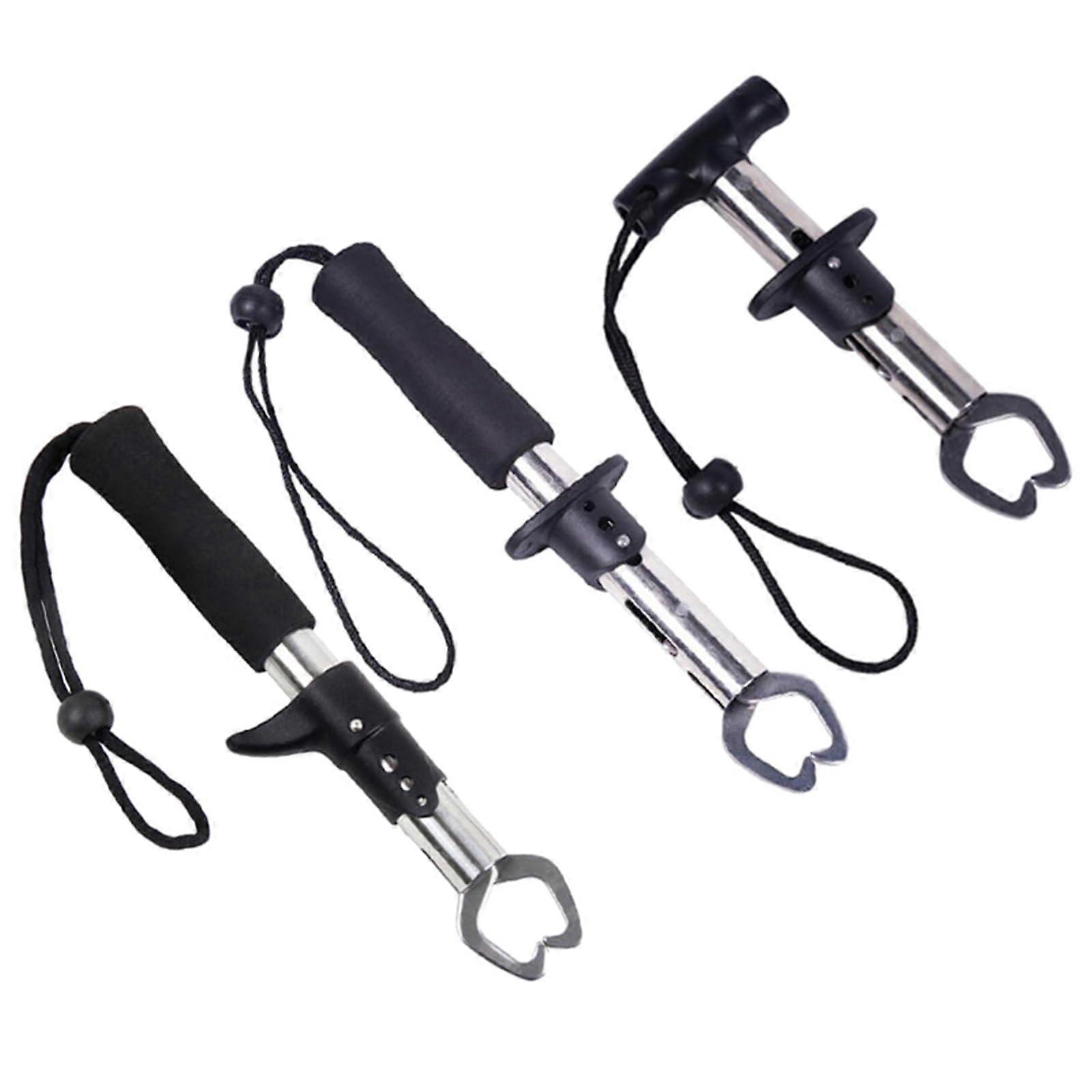 Fish Lip Gripper Stainless Steel Fish Grabber Clip Control Tool 3-Piece Set for Fishing Accessories and Tackle