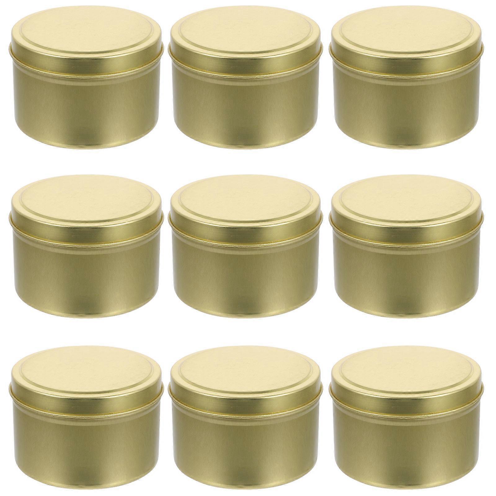 Tinplate Empty Tins Candle Tins Round Jar Container Storage Diy Handmade Candles Portable Size Golden 8X5cm 9Pcs