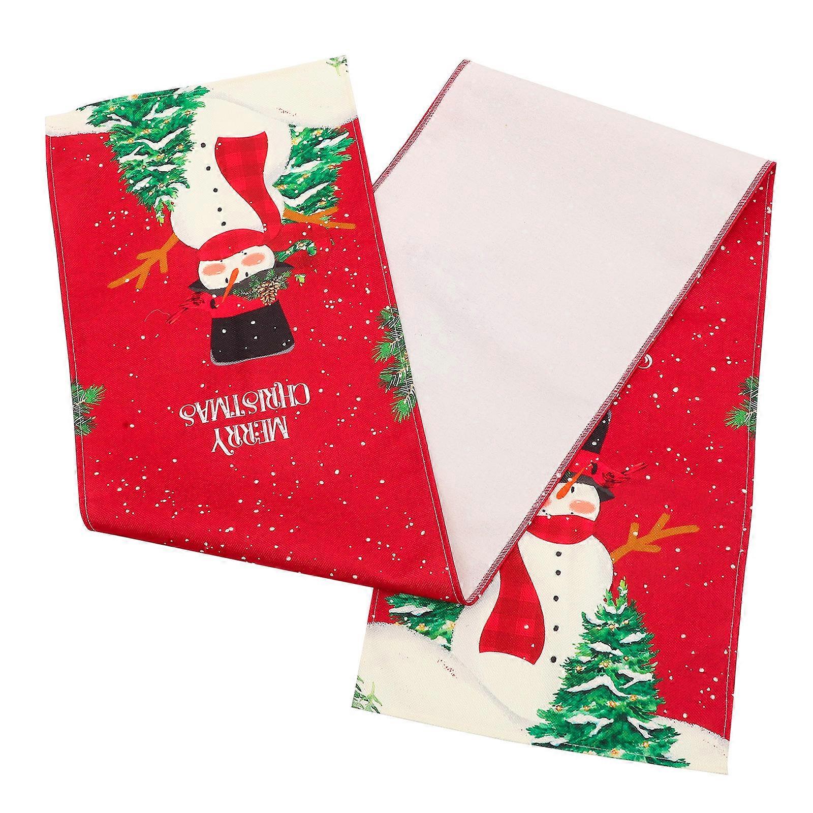Printed Tablecloth Rectangular Christmas Party Festive Decoration Red 178x33x1cm Protective Table Cover 1Pcs