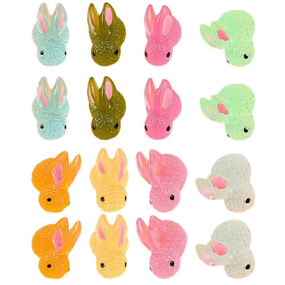 Rabbit Figurines Adorable Rabbit Figurines Home Decor Assorted Color 1.55X1.30X0.50CM Glow in the Dark 18Pcs