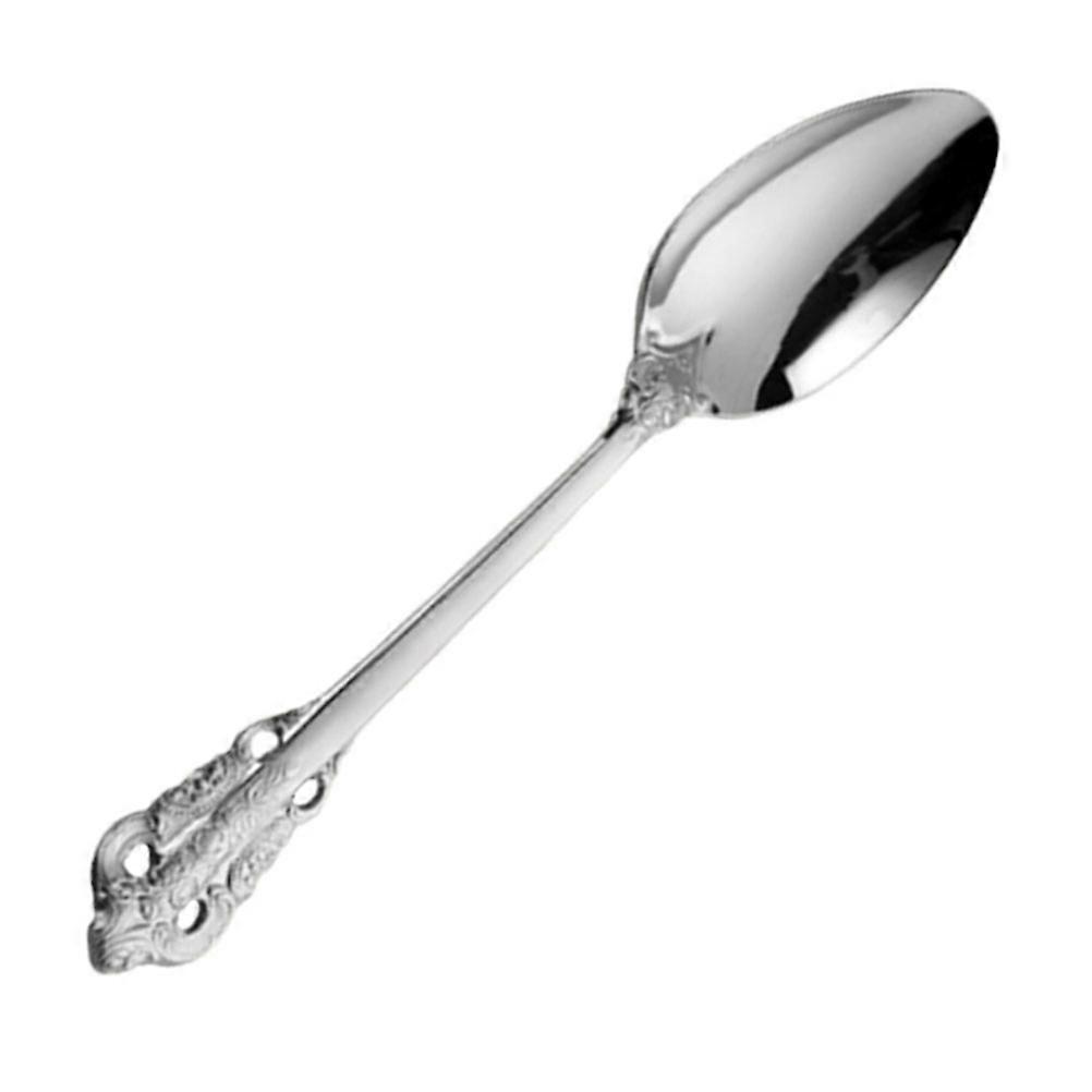 Stainless Steel Western Spoon Silverware for Hotel Tableware, Lightweight Serving Spoon with Carved Design for Home and Buffet Use