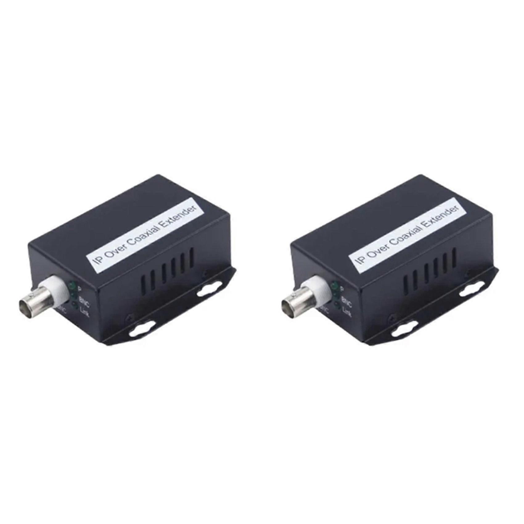 2Pcs Ethernet IP Extender over Coax HD Network Kit EoC Coaxial Cable Transmission Extender for Secur