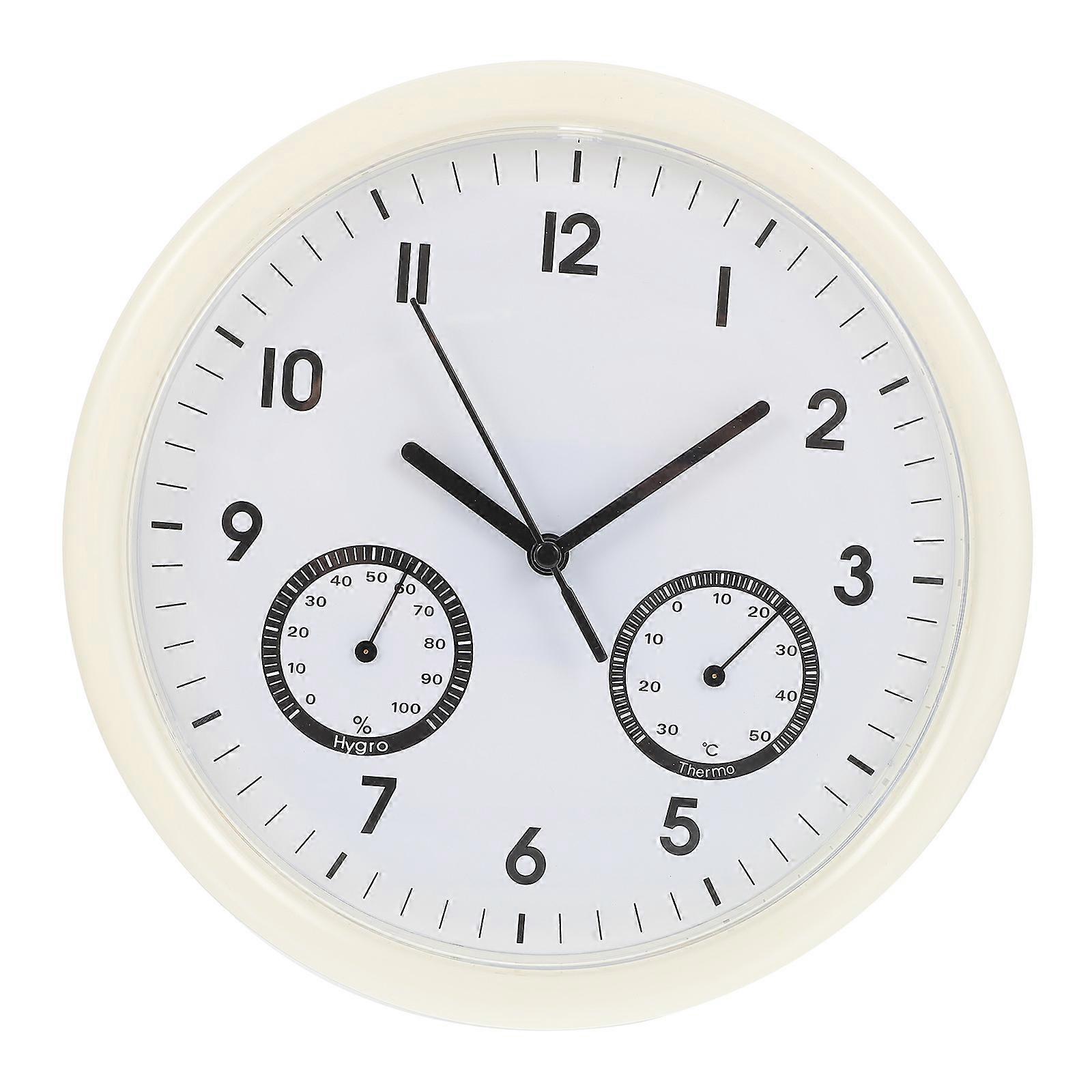 Silent Wall Clock with Thermometer Hygrometer Indoor Use 25x25cm Accurate Time Display 1Set