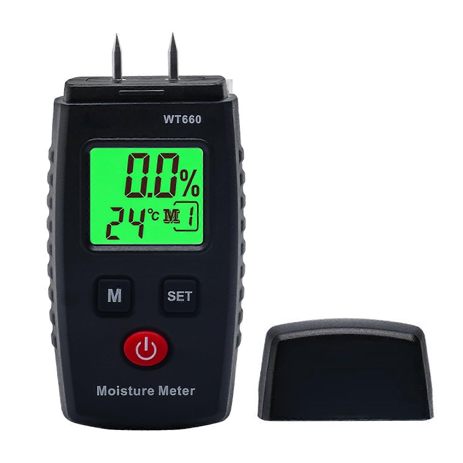 Pin Type Wood Moisture Meter with 7 Modes, Backlit LCD Display, Mold Detector