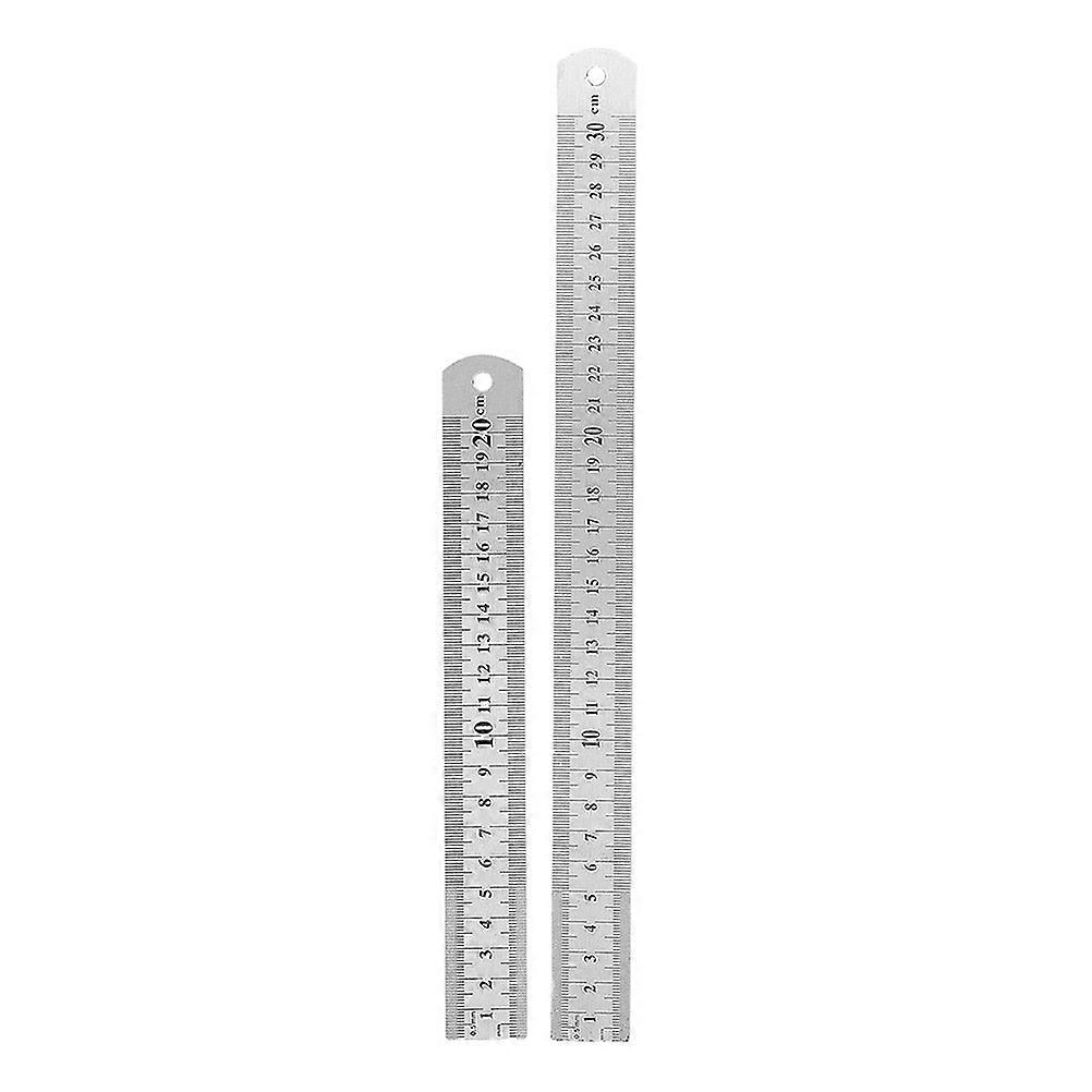 Straight Ruler Metal Precision Ruler for Silver 20cm Dual Side Scale 2Pcs