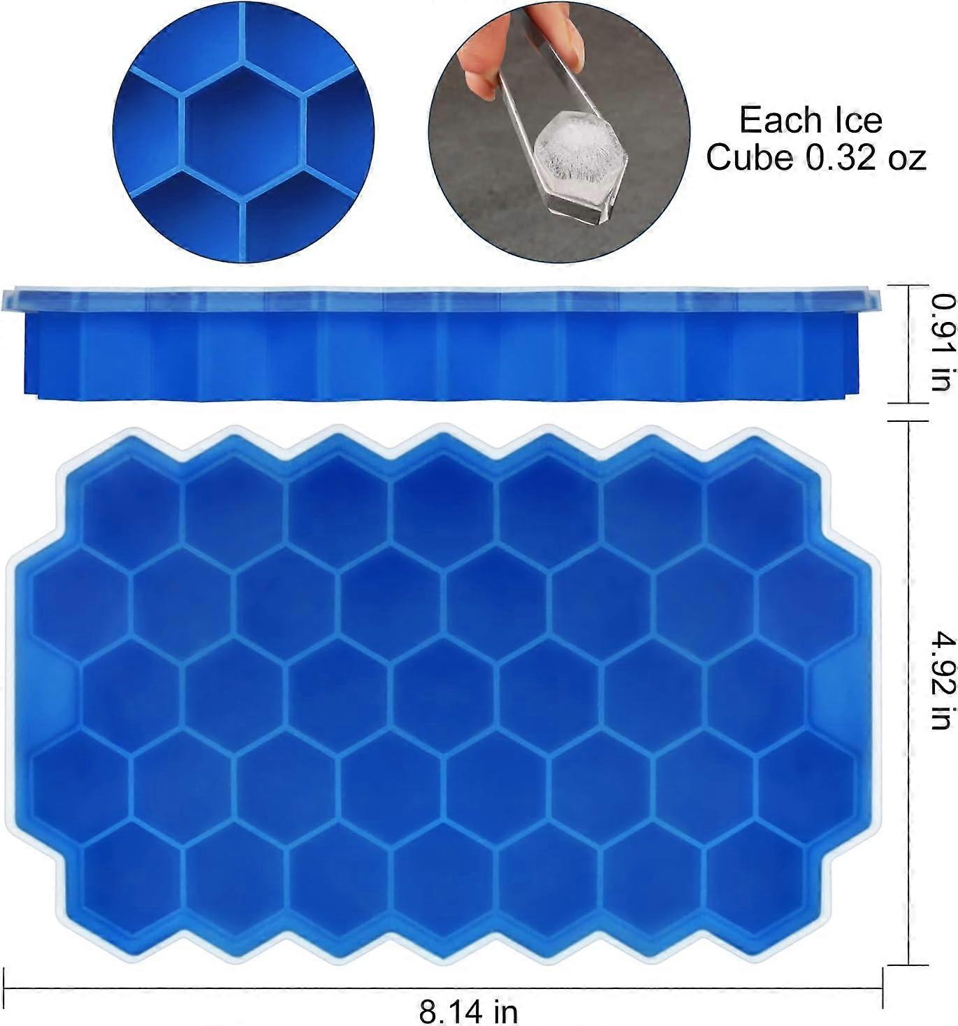 Silicone Ice Cube Mold with 37 Compartments, with Lid, Blue, Small Ice Cube Molds for Refrigerator, Cocktails