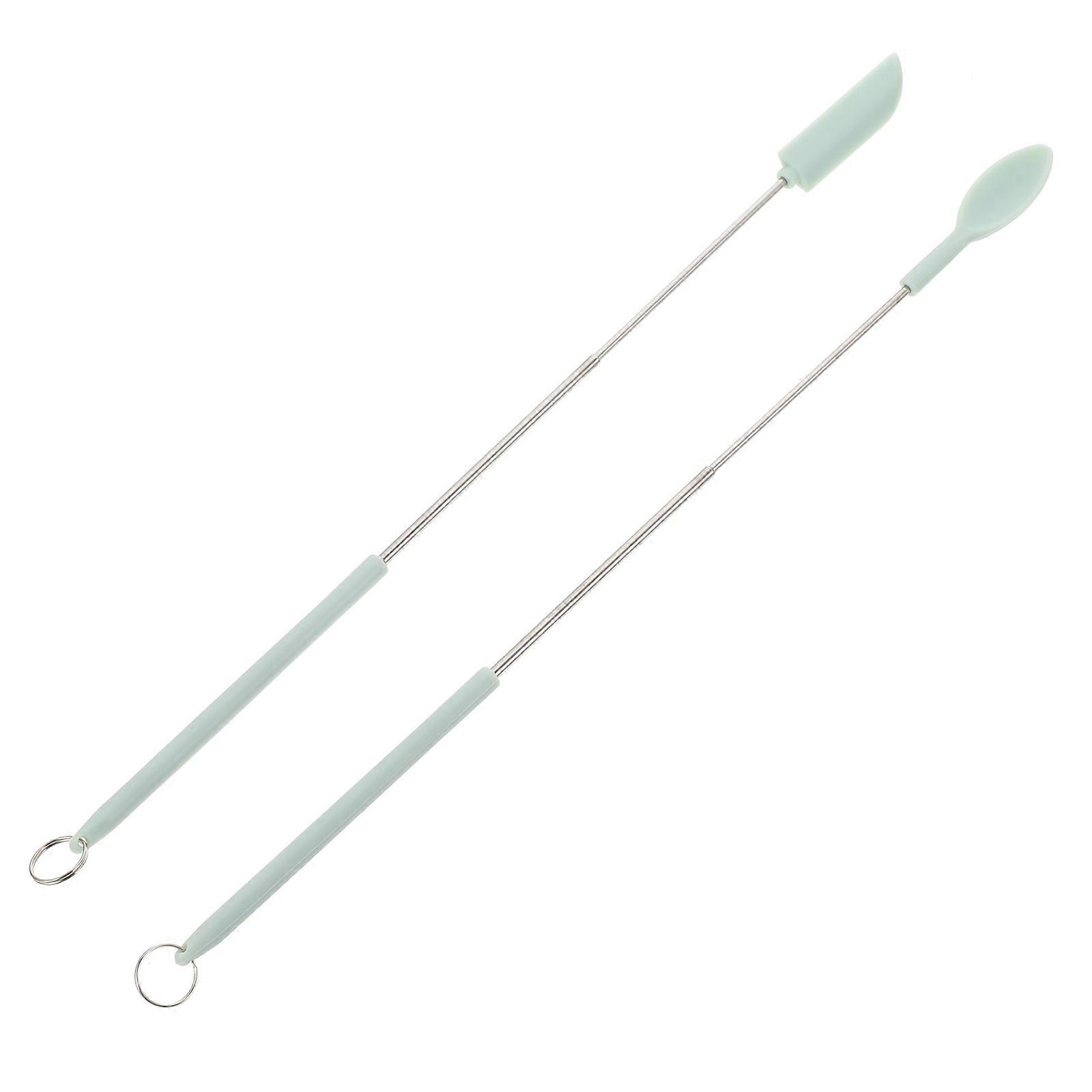 Make Up Spatula Tool Mini Silicone Spoon Telescopic Handle Cooking 1 Set