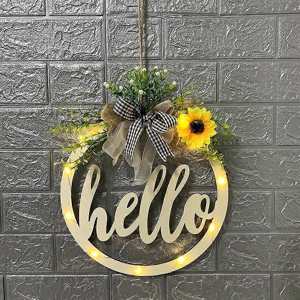 Welcome Sign for Front Door, Rustic Wood Wall Decor, Outdoor Home Decor with Light