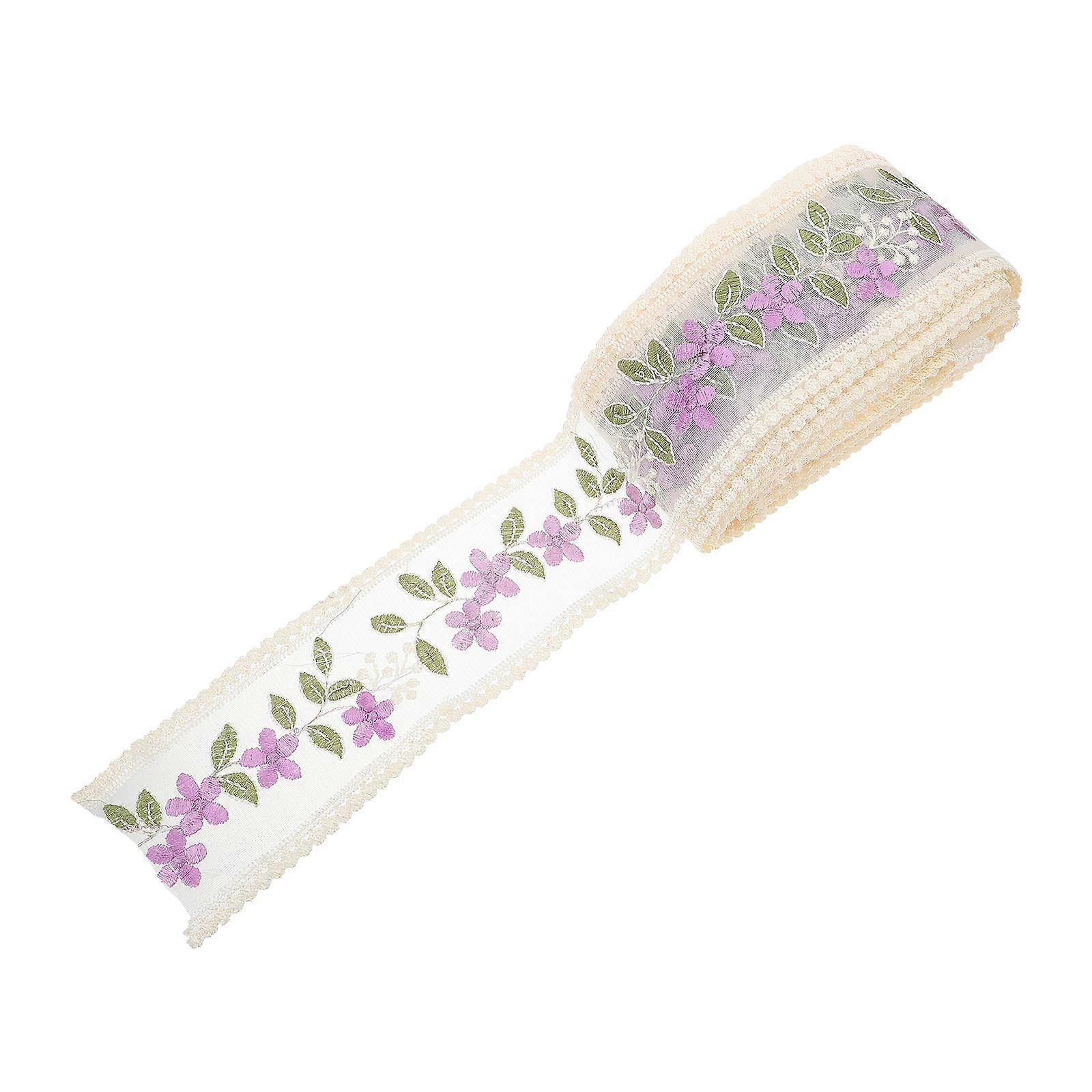 Sewing Craft Lace Purple Embroidered Ribbon 900cm Length For Apparel Handicraft Projects 1Pc